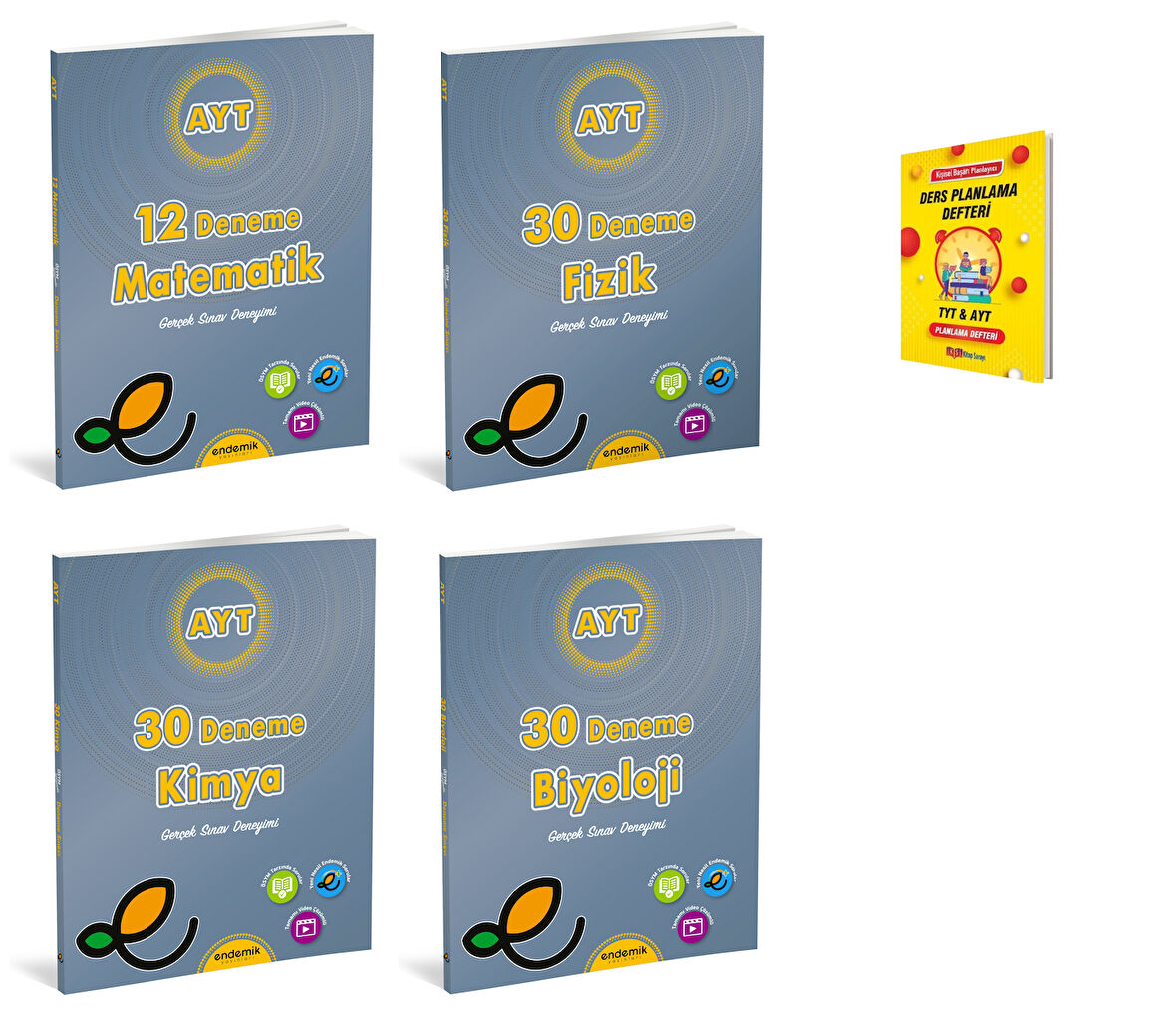 Endemik AYT Matematik Fizik Kimya ve Biyoloji 4lü Denemeleri + Planlama Defteri