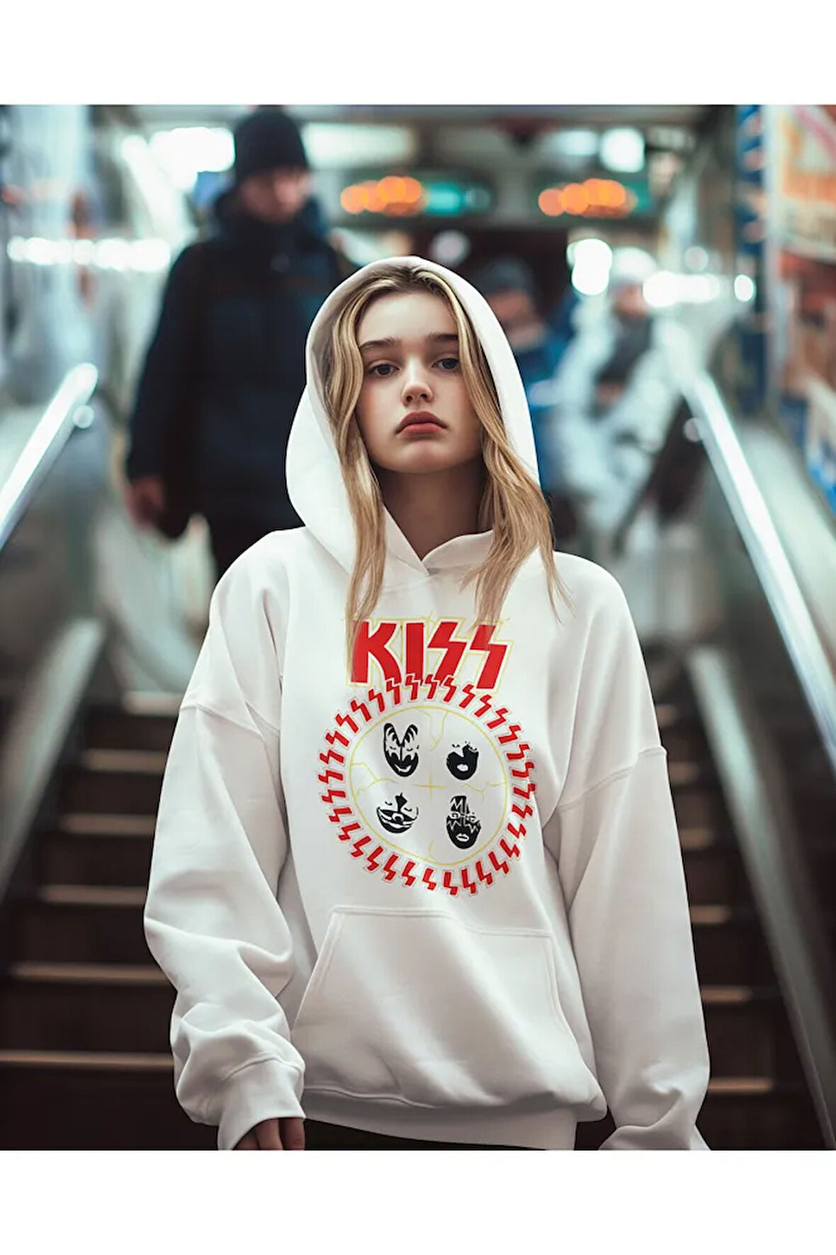 Kiss Rock Metal Baskılı Unisex Oversize Müzik Grubu Hoodie