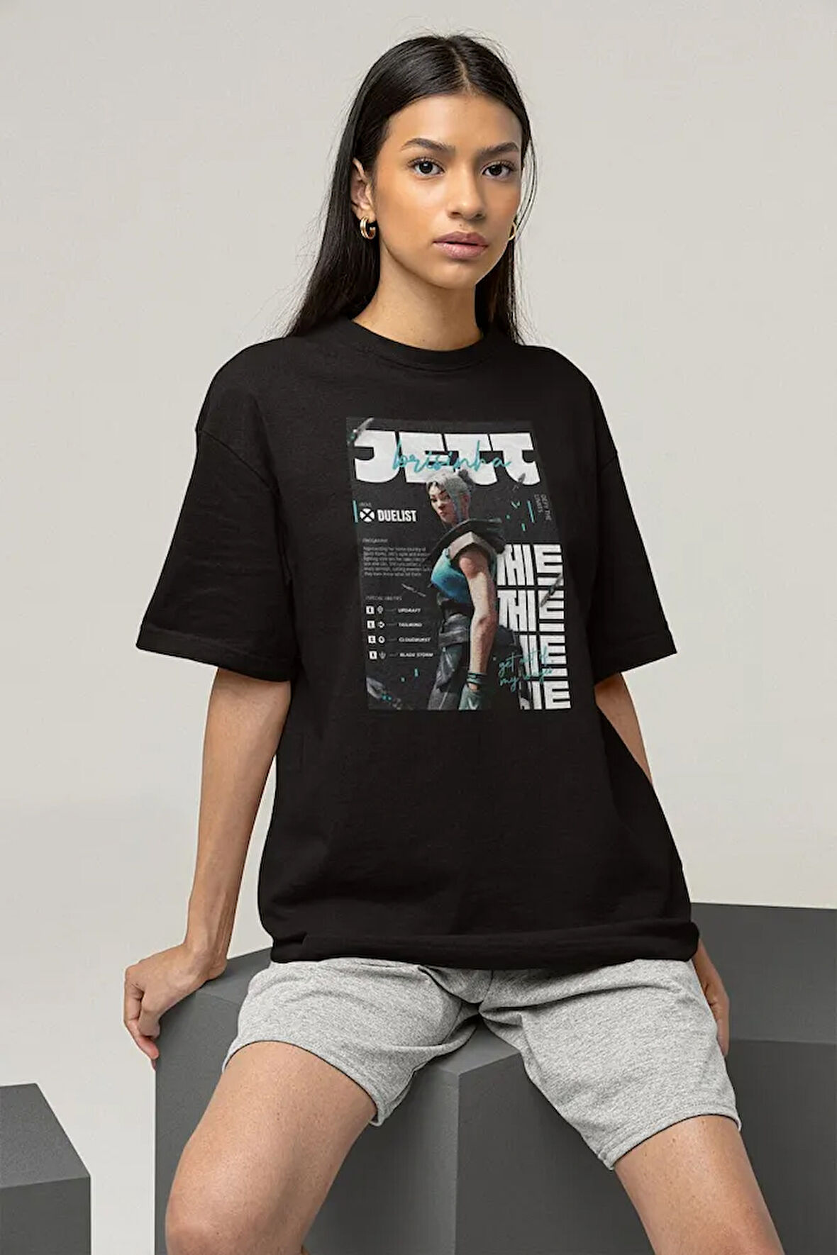 Jett Valorant Karakter Baskılı Oversize Unisex Tişört