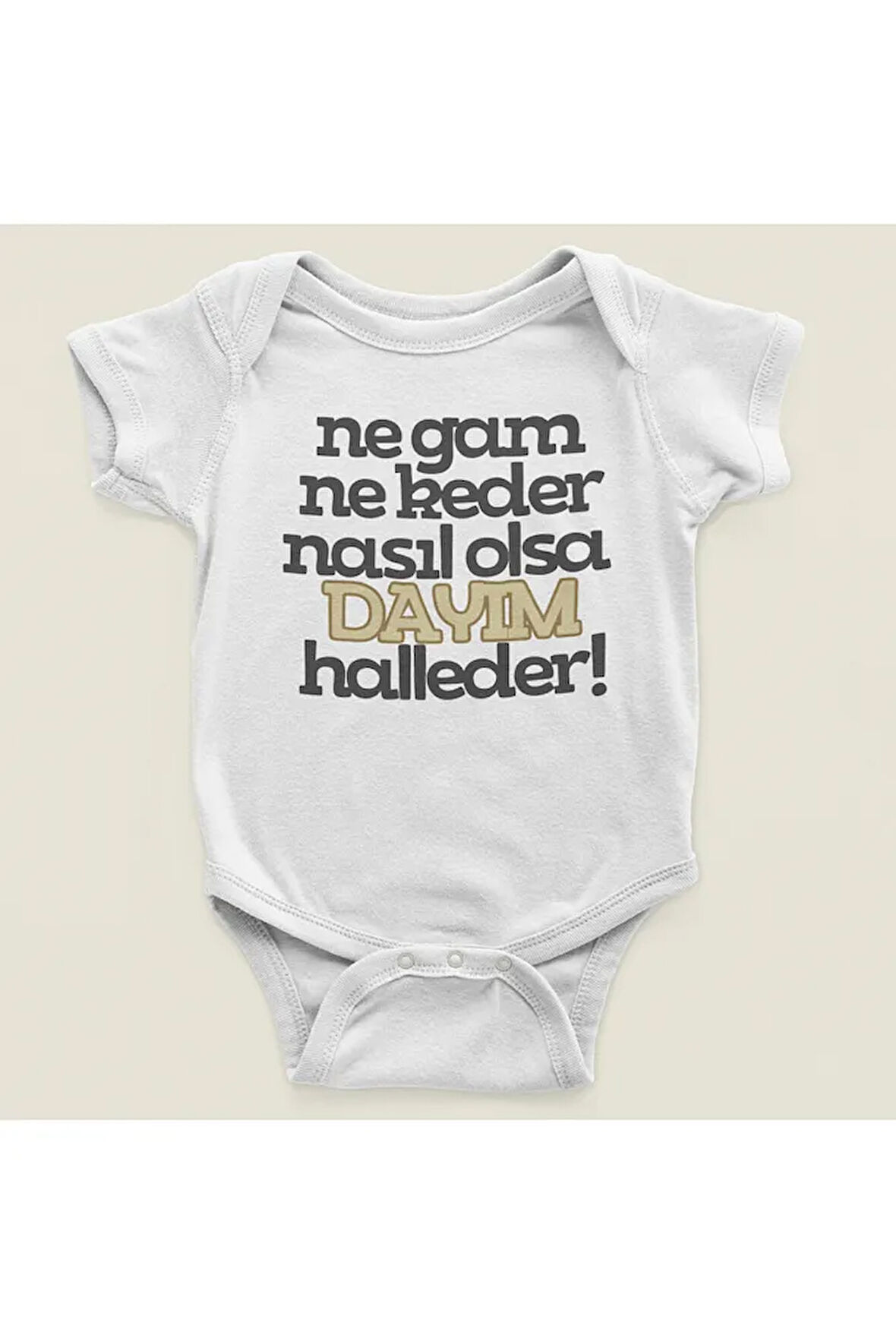 Dayım Halleder ! Yazılı Pamuklu Yumuşak Unisex Çıtçıtlı Body Zıbın