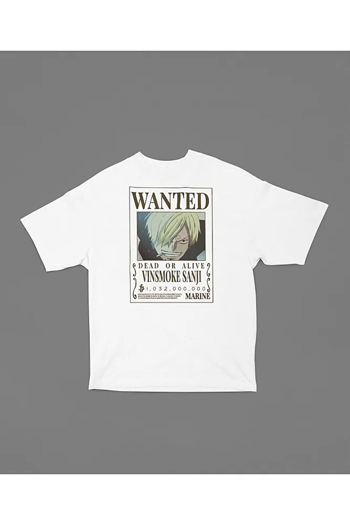 Vinsmoke Sanji Wanted Baskılı Unisex Tişört, Oversize Anime Tişört