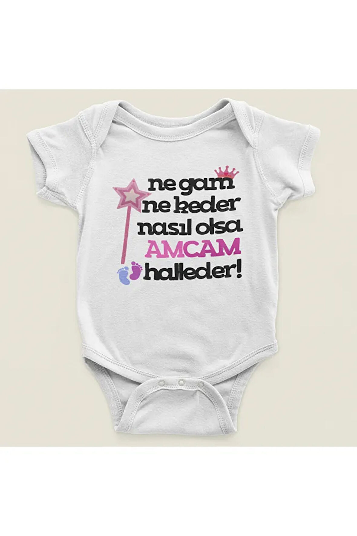 Amcam Halleder ! Yazılı Pamuklu Yumuşak Unisex Çıtçıtlı Body Zıbın