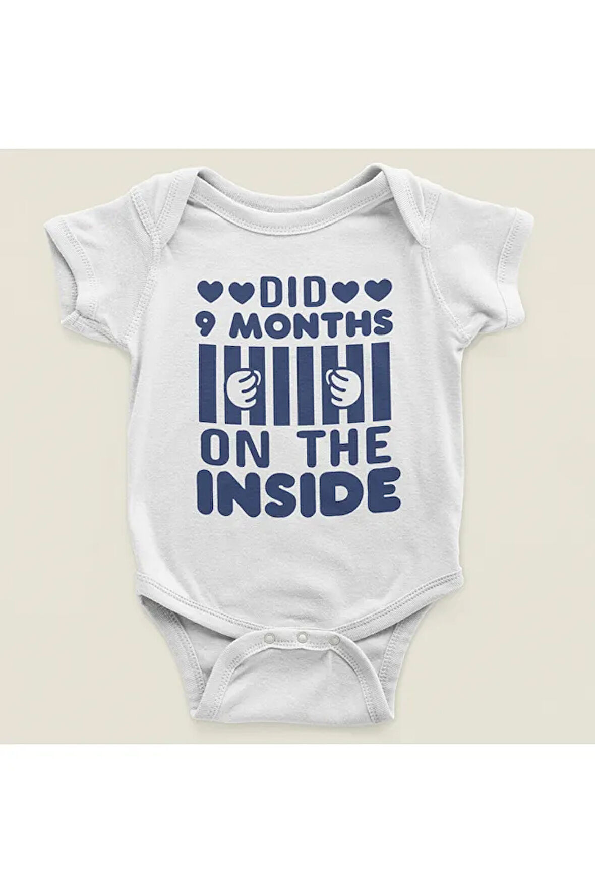 9 Ay İçerde Yattım Yazılı Pamuklu Yumuşak Unisex Çıtçıtlı Body Zıbın