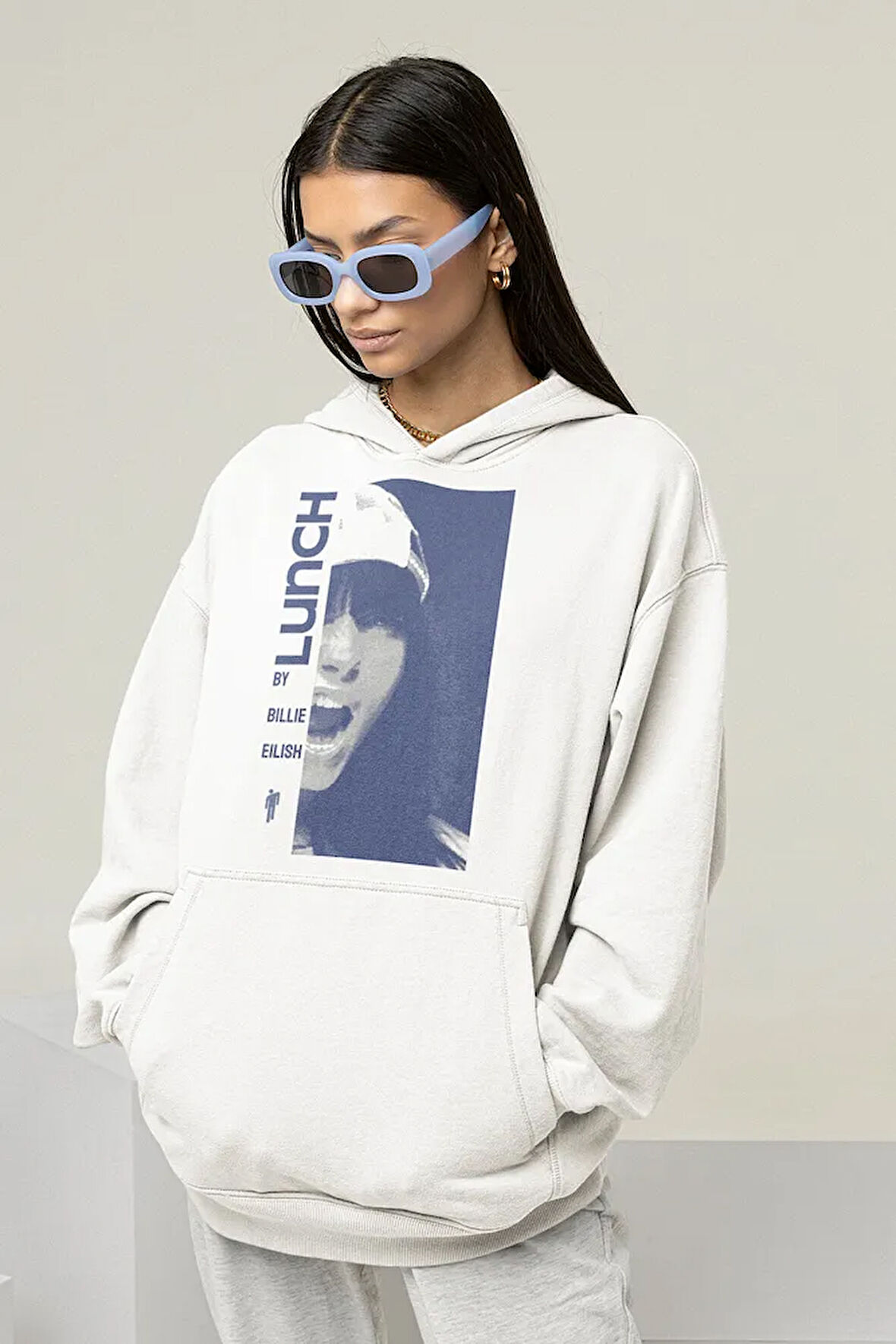Lunch Billie Eilish Baskılı Unisex Oversize Tasarım Şarkıcı Hoodie