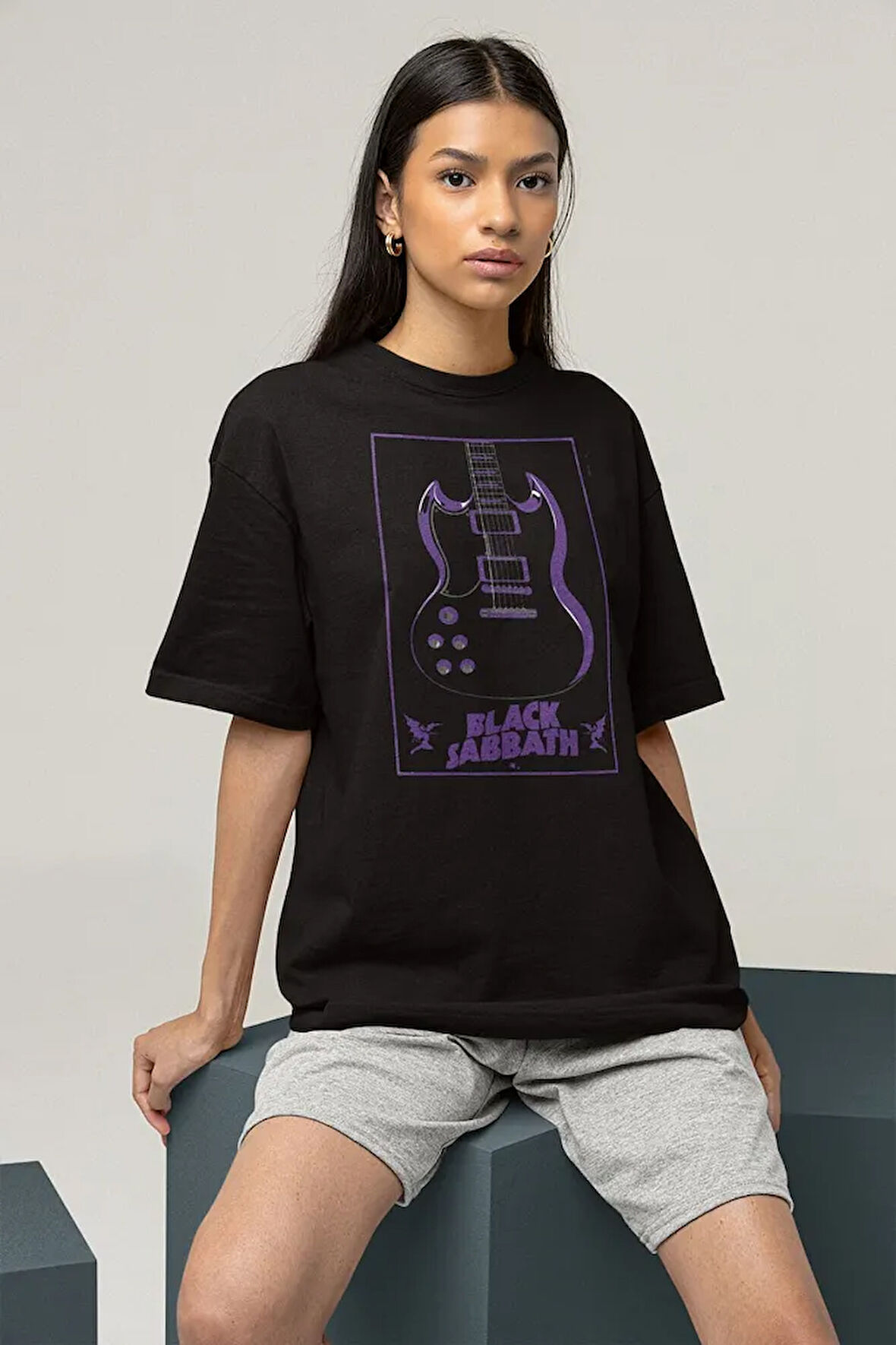 Black Sabbath Baskılı Unisex Oversize Tişört