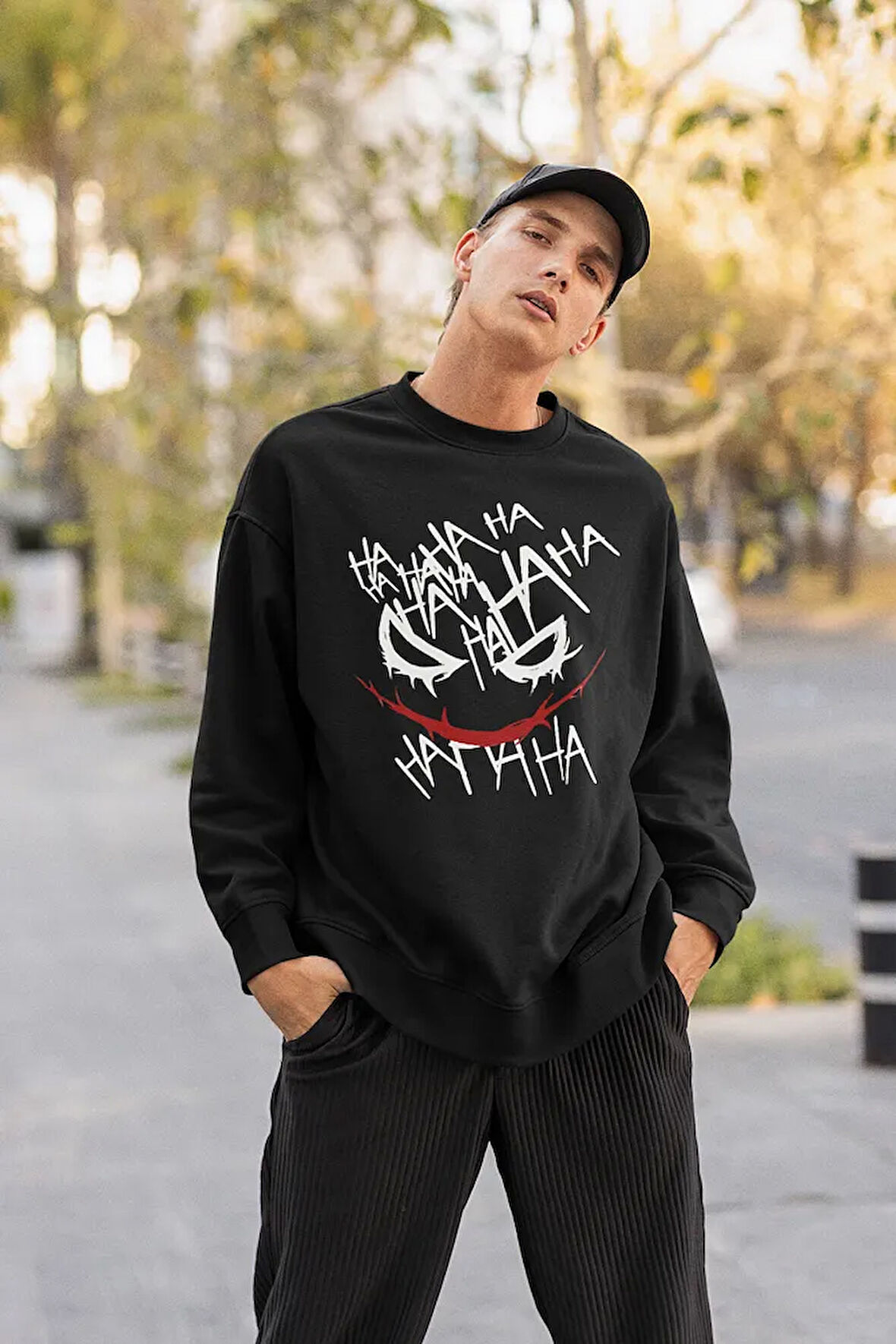 Joker Kahkaha Baskılı Unisex Oversize Dc Karakter Sweatshirt