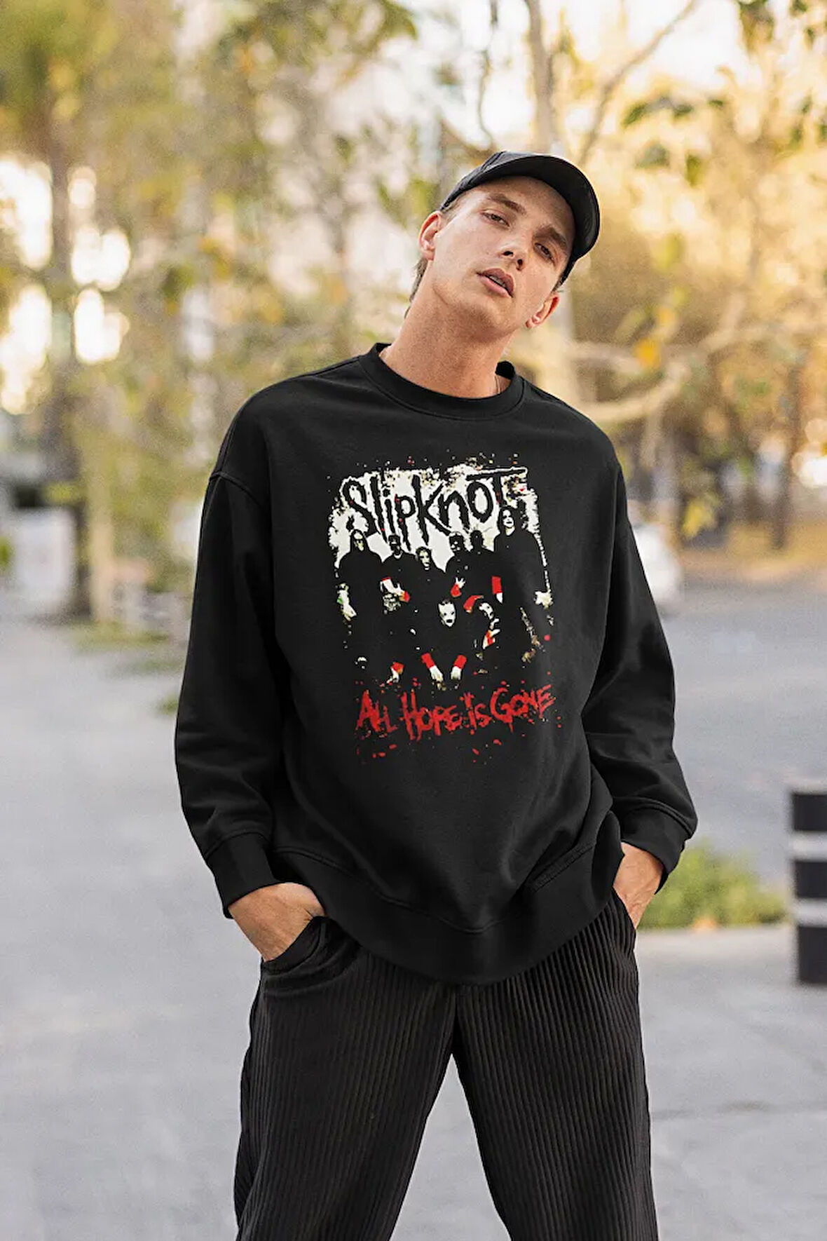 Slipknot All Hope Is Gone Yazılı Unisex Oversize Rock Metal Sweatshirt