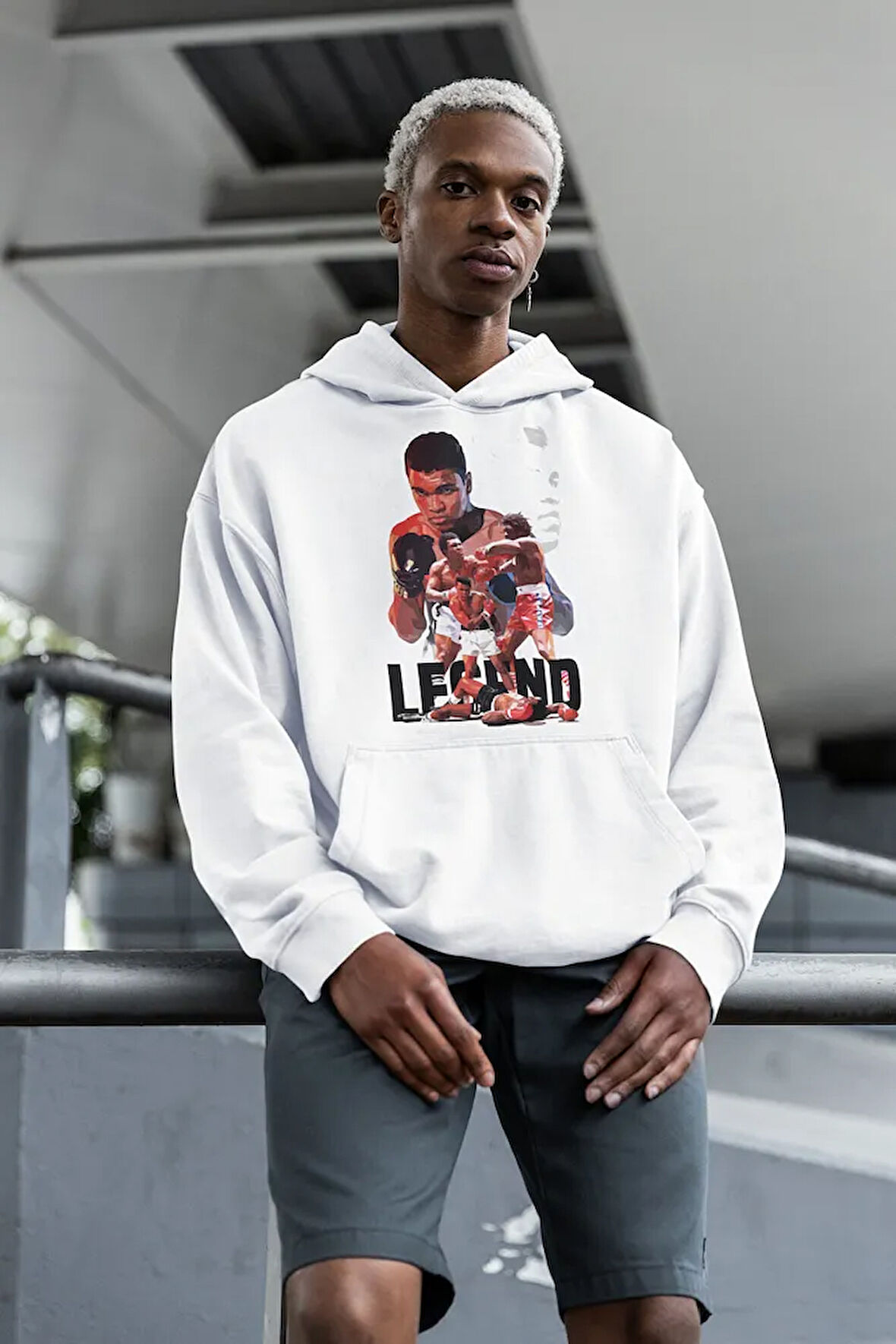 Legend Muhammeed Alii Clay Baskılı Unisex Oversize Boksör Hoodie