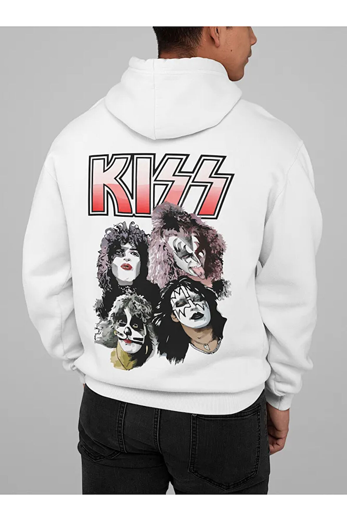 Kiss Baskılı Unisex Oversize Müzik Grubu Rock Metal Hoodie