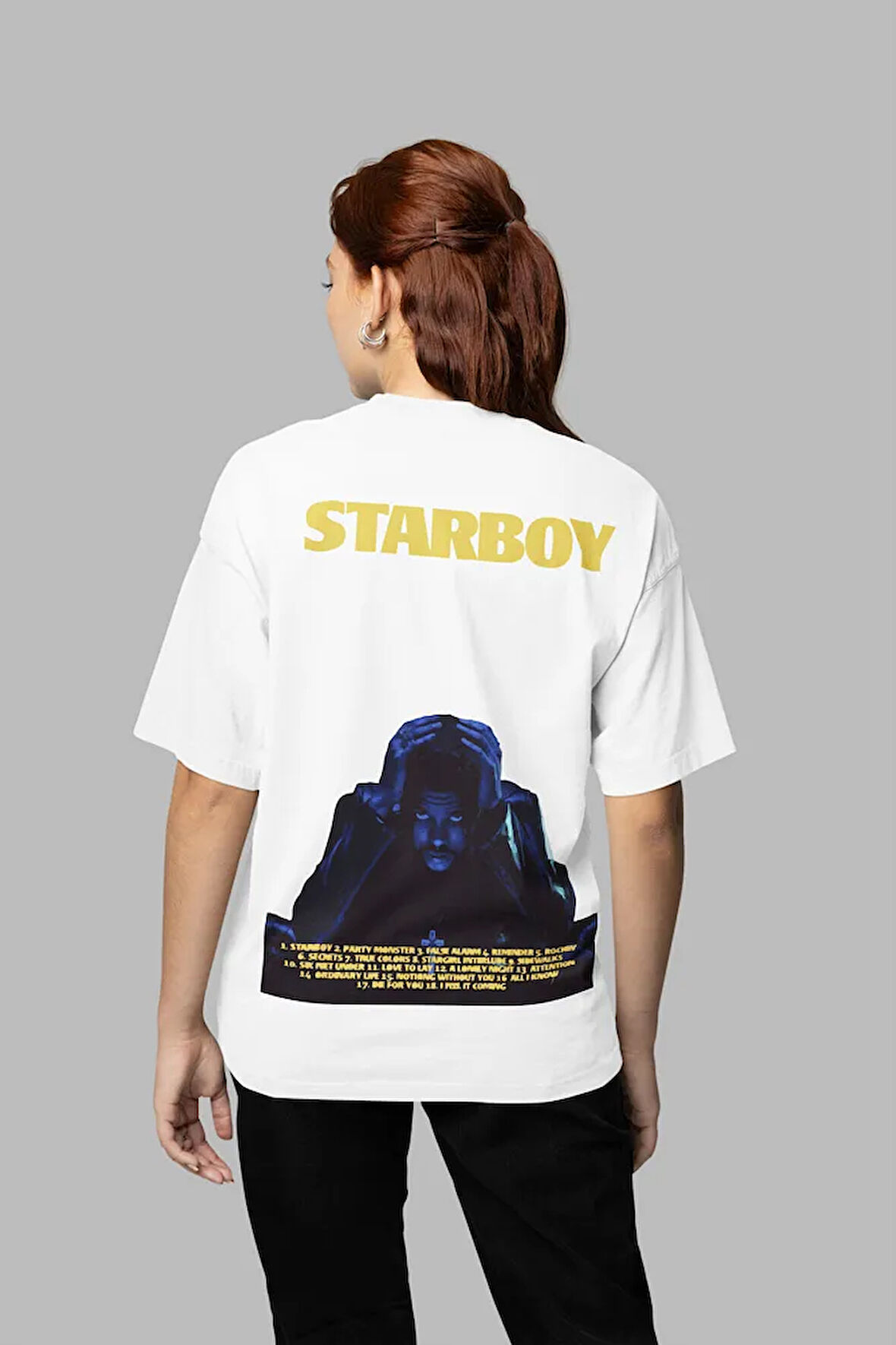 Tasarım The Weeknd Starboy Albüm Baskılı Unisex Oversize Rapper Tişört