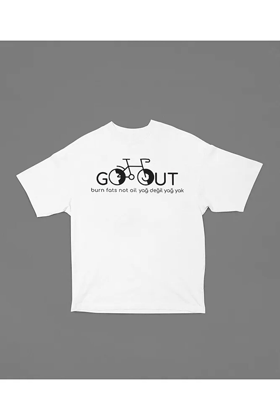 Burns Fat Not Oil Yazılı Unisex Tişört, Oversize Yağ Değil Yağ Yak Yazılı Tişört