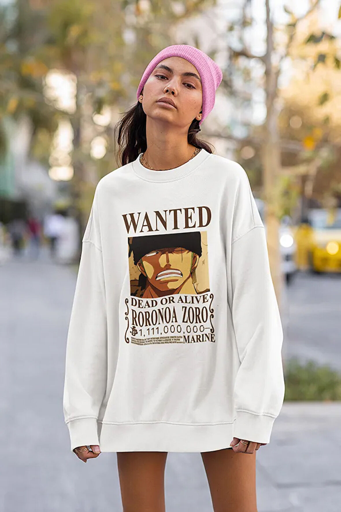 Wanted Roronoa Zoro Baskılı Unisex Oversize Anime Sweatshirt