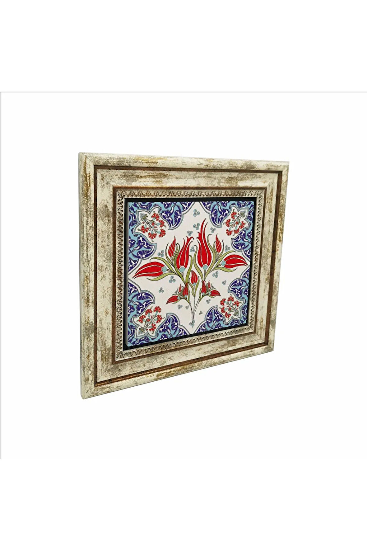 Osmanlı İznik Çini Deseni Baskılı Taş Tablo 25X25