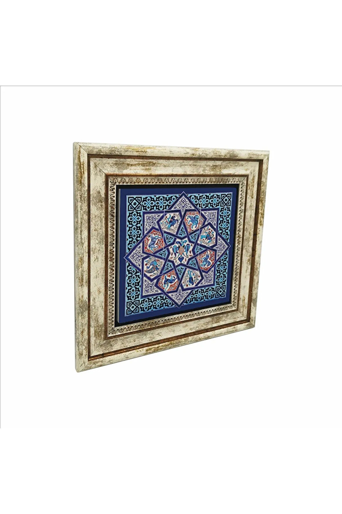 Anadolu Selçuklu Çini Motifi Baskılı Taş Tablo 25X25