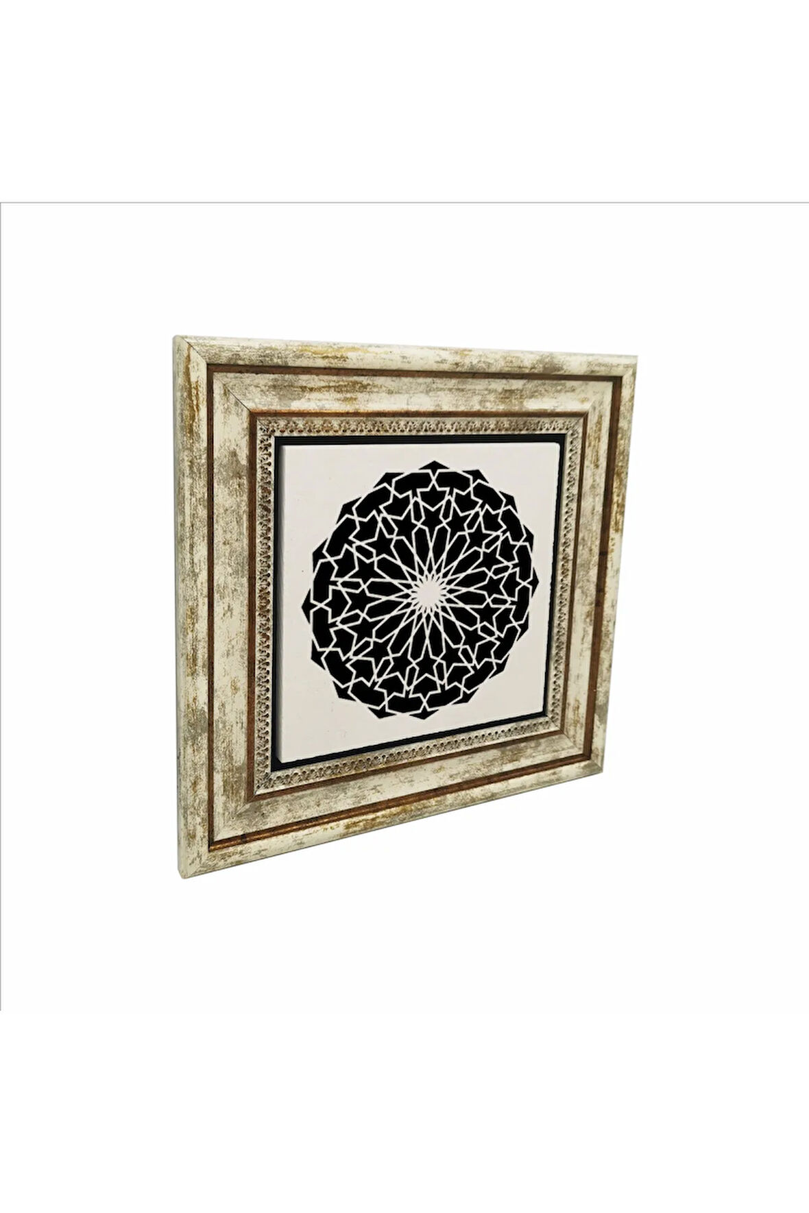 Yuvarlak Rumi Desen Baskılı Taş Tablo 25X25