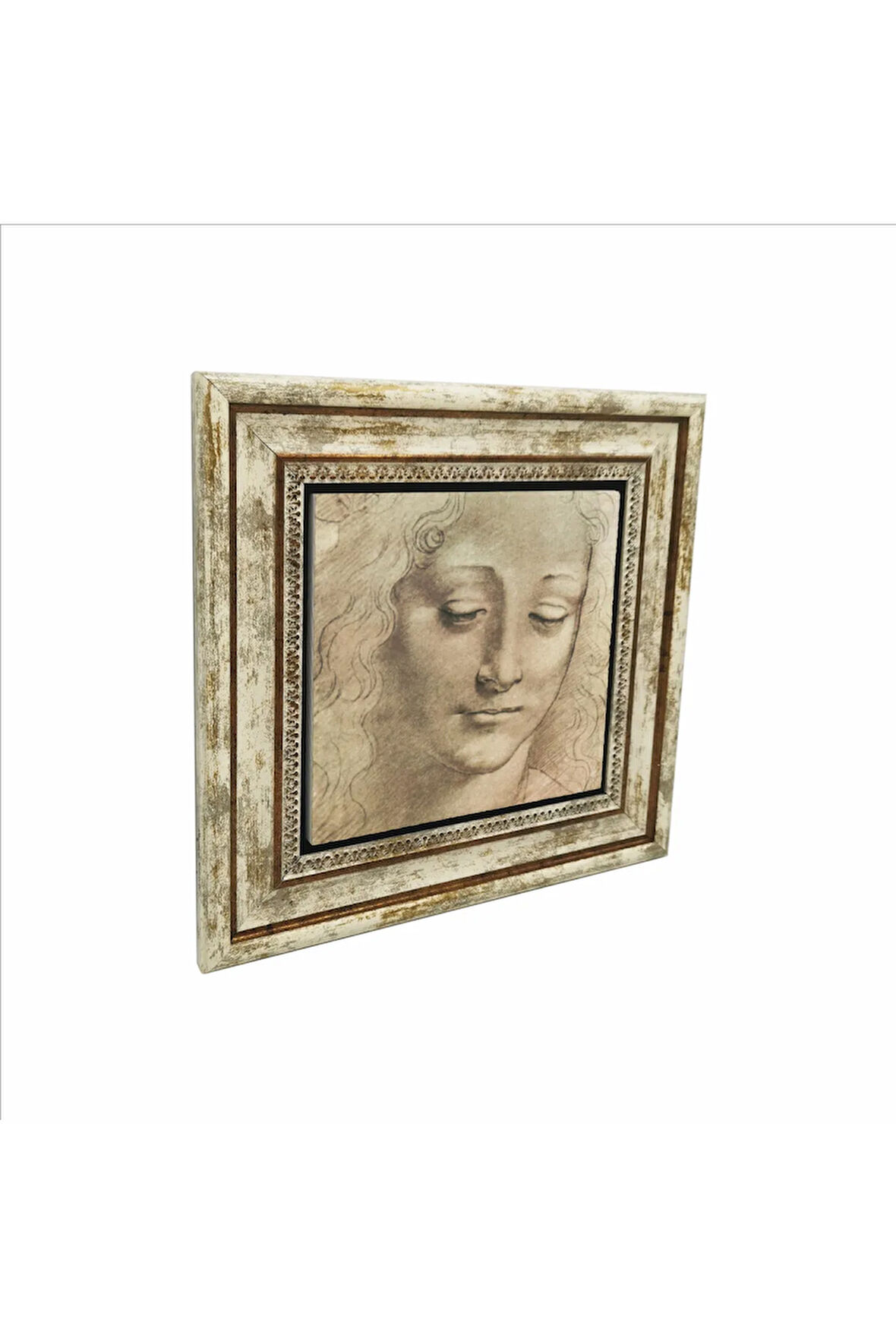 Baş Etüdü (Leonardo Da Vinci) Baskılı Taş Tablo 25X25
