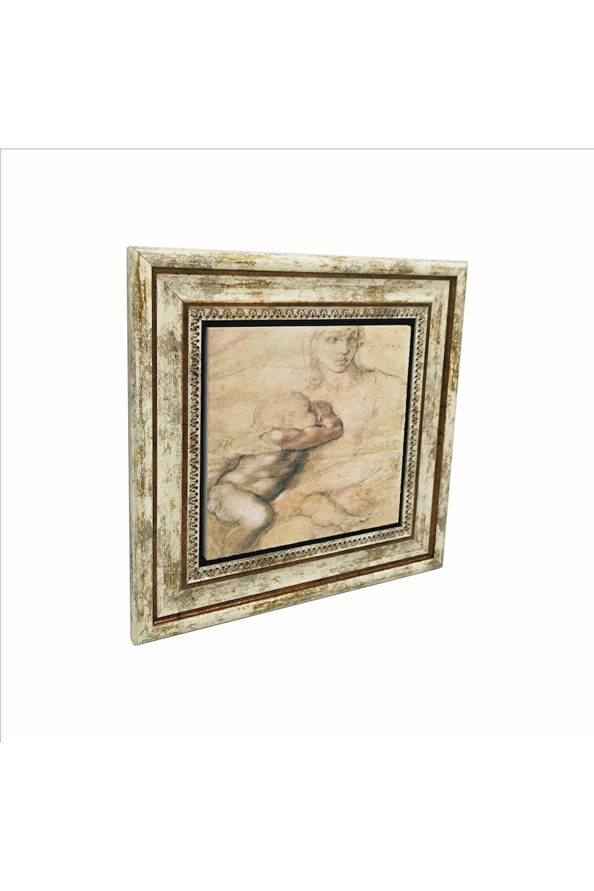 Eskiz çizim (Leonardo Da Vinci) Baskılı Taş Tablo 25X25
