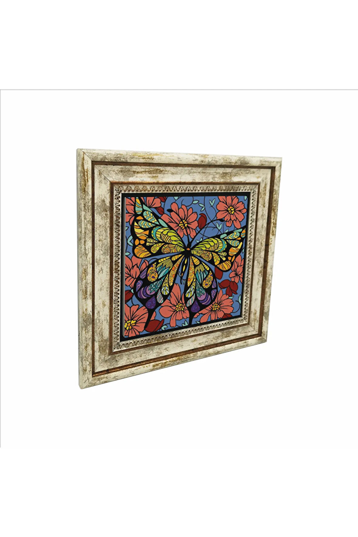 Kelebek Baskılı Taş Tablo 25X25