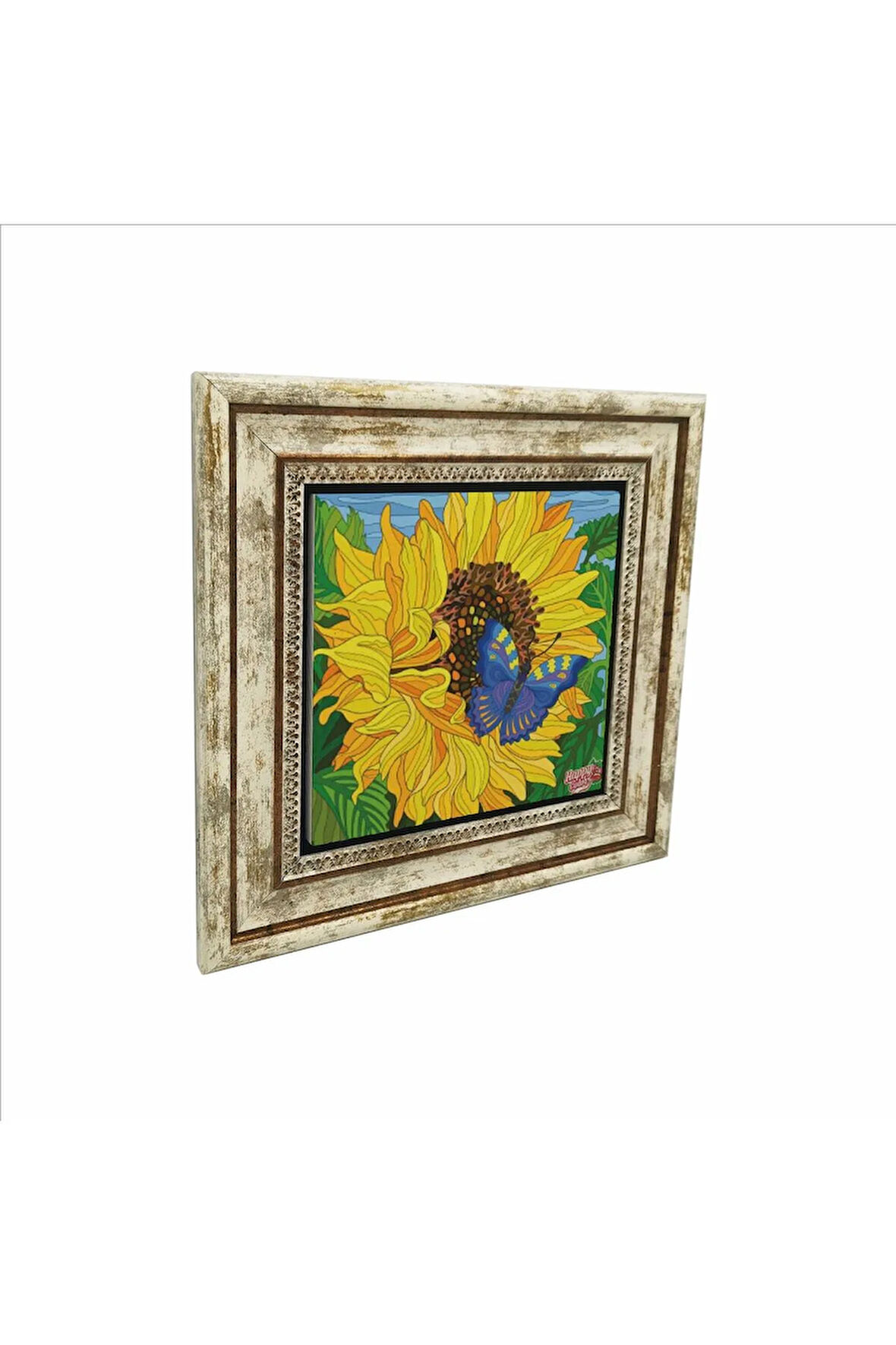 Kelebek Baskılı Taş Tablo 25X25