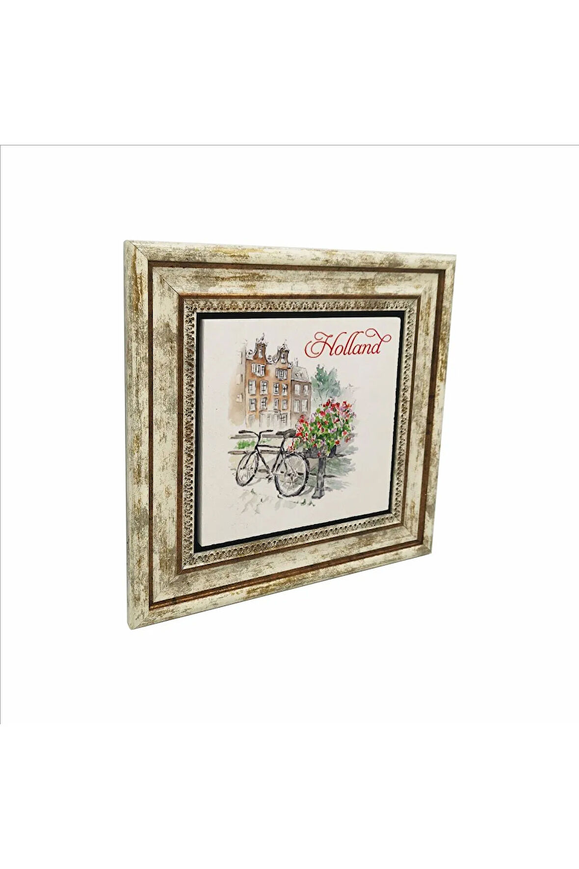 Hollanda Bisklet Görseli Baskılı Taş Tablo 25X25
