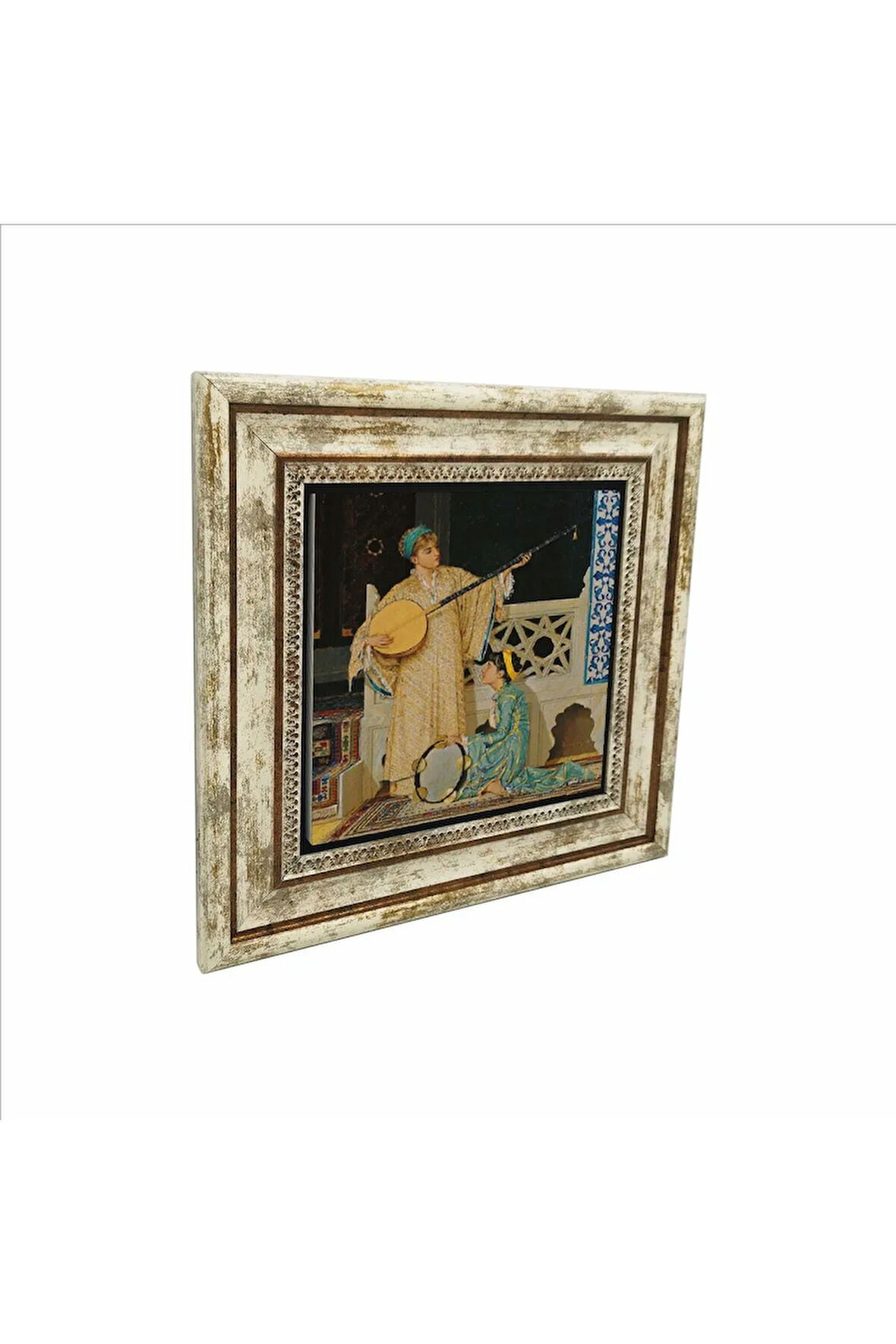 İki Müzisyen Kız (Osman Hamdi Bey, 1880) Baskılı Taş Tablo 25X25
