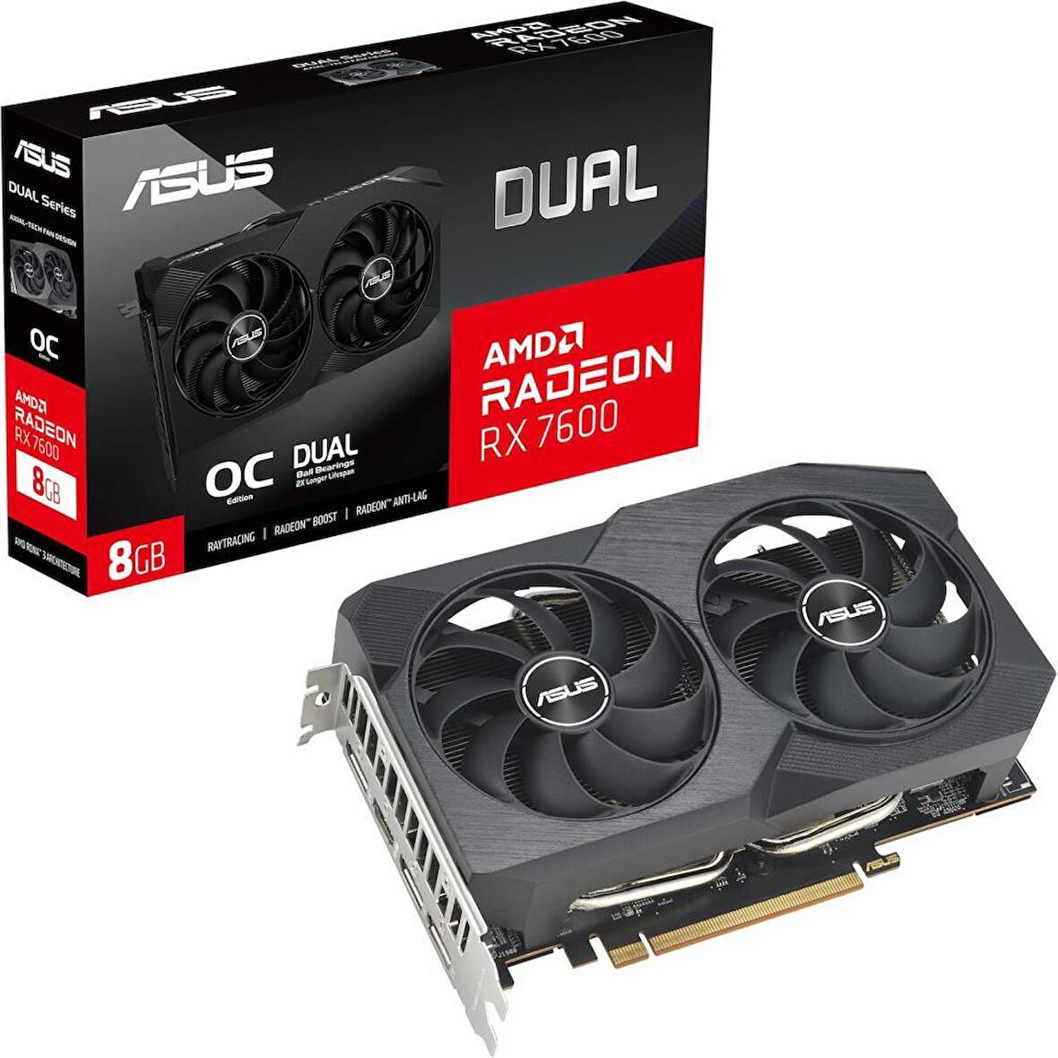 Asus RX 7600 Dual OC Edition DUAL-RX7600-O8G-V2 128 Bit GDDR6 8 GB Ekran Kartı Teşhir