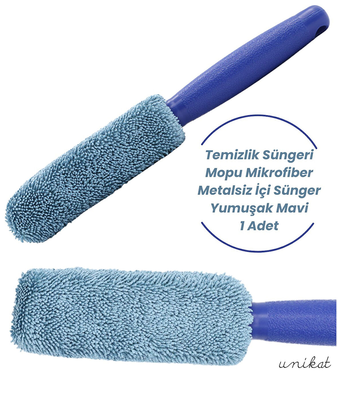 Jant Ve Egzoz Temizlik Süngeri Mopu Mikrofiber Metalsiz İçi Sünger Yumuşak Mavi 1 Adet