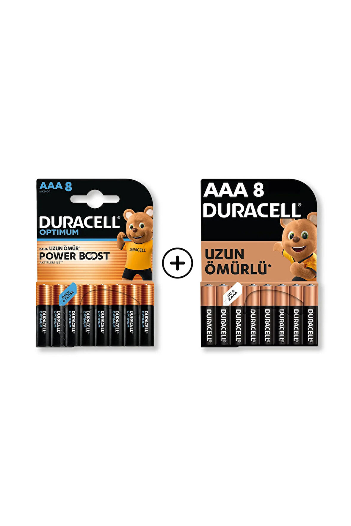 Optimum AAA Alkalin Kalem Pil 8’li Paket + AAA Alkalin Kalem Pil 8'li Paket