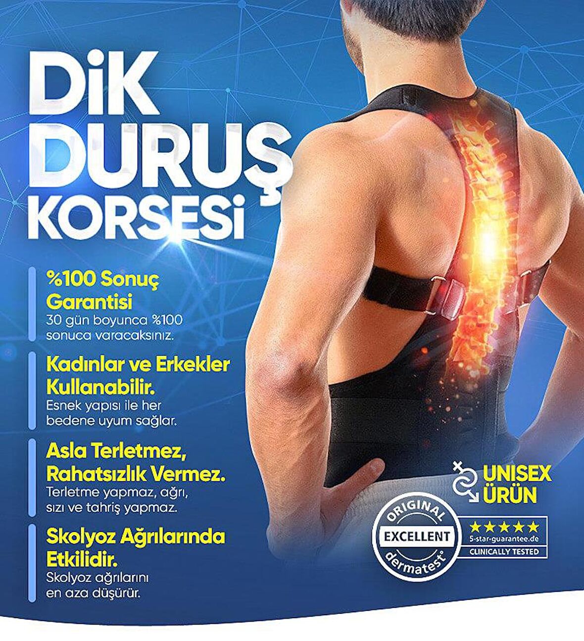 Kifoz Skolyoz Korsesi Kamburluk Önleyici Korse Korsesi Dik Duruş