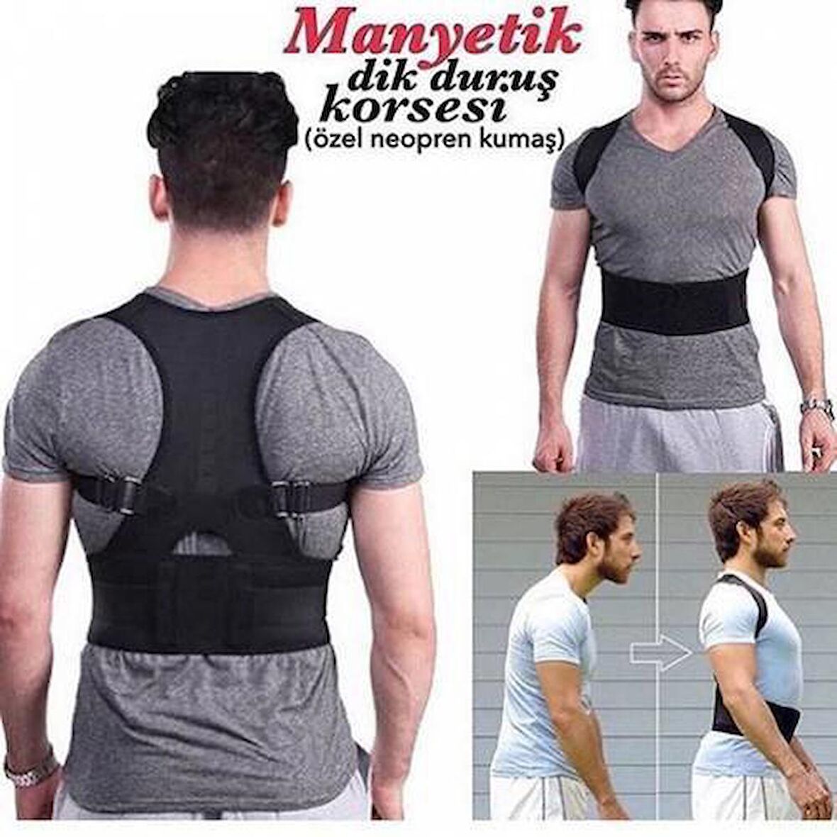 Dik Durmayı Sağlayan Kamburluk Önleyici Kifoz Sırt Bel Omuz Korse