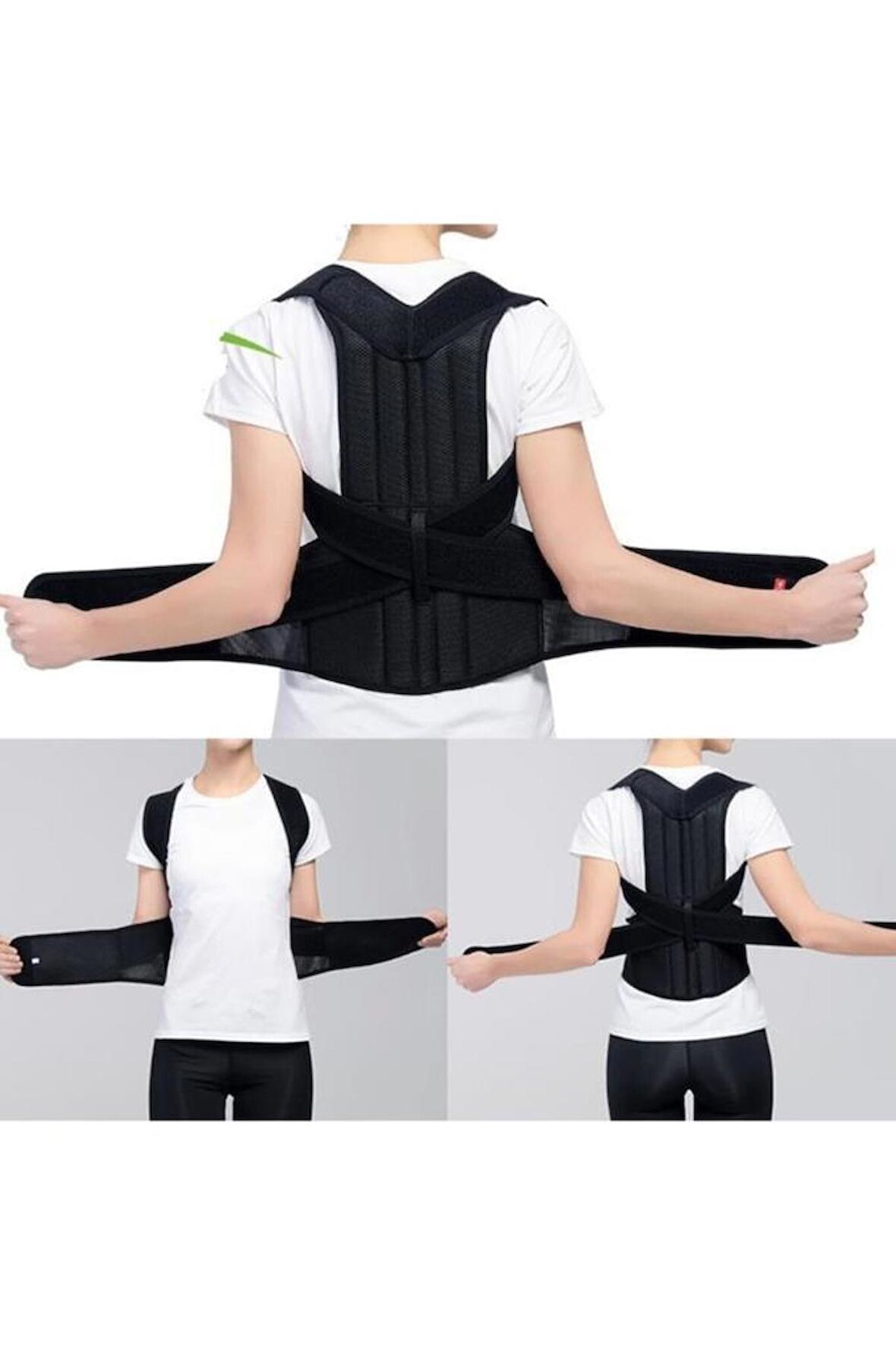 Unisex Siyah Dik Duruş Korsesi Kifoz Skolyoz Korsesi