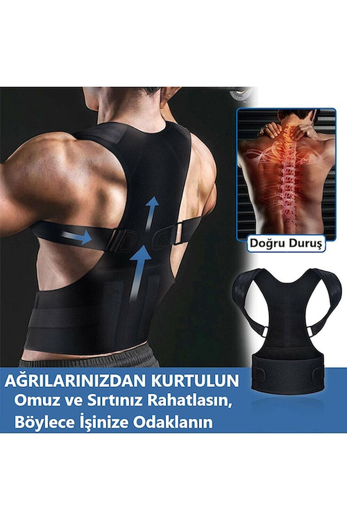 Fitness Bayan Erkek Vücut Şekillendirici Korse Manyetik Sırt Dik