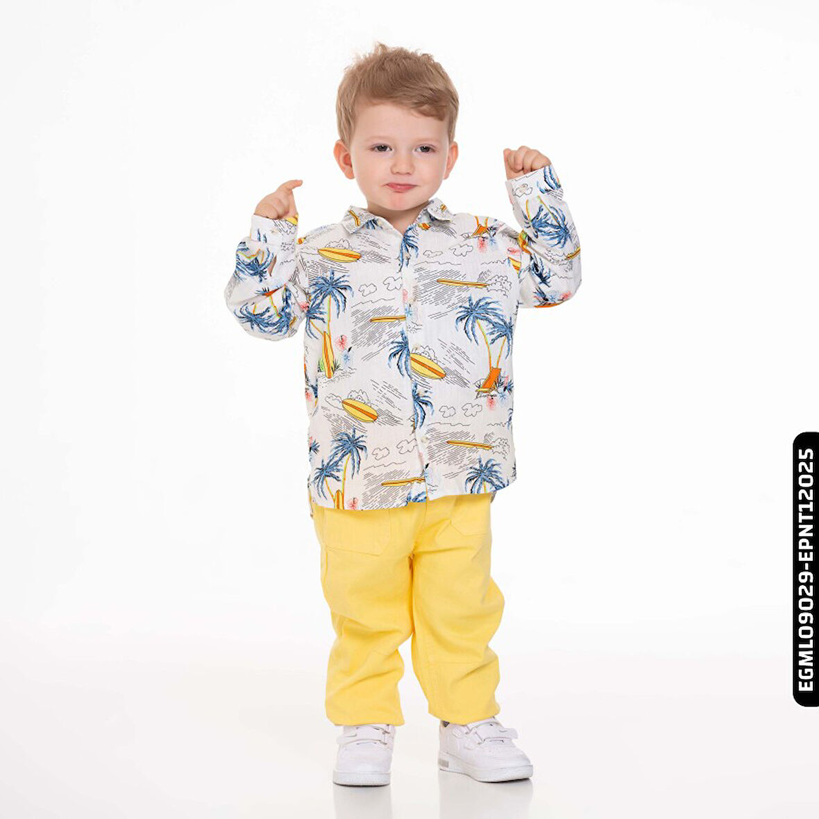 Erkek Palmiyeli Gömlek 9 Ay - 2 Yaş 44619 Egml09029