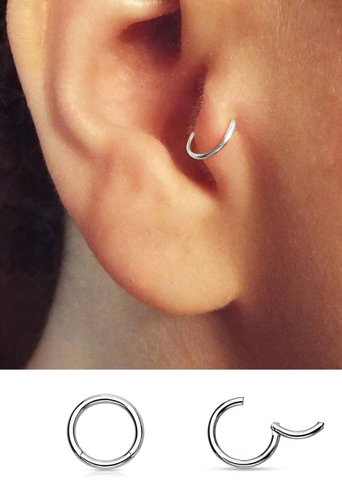 Titanyum Halka Tragus Piercing  (1 Adet)