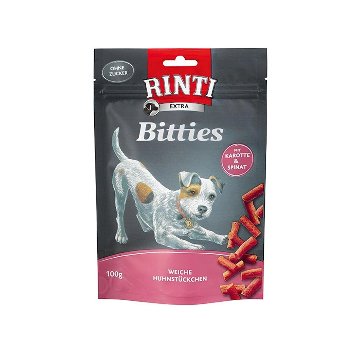 Rinti Extra Bitties Tavuk Eti  Havuç ve Ispanak Köpek Ödülü 100gr