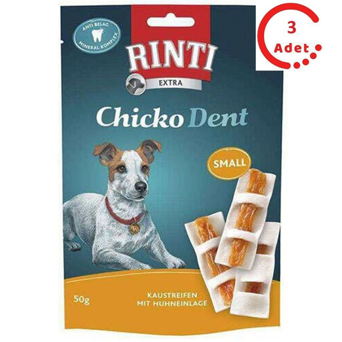 Rinti Chicko Dent Tavuklu Dental Köpek Ödülü 50 Gr x 3 Adet