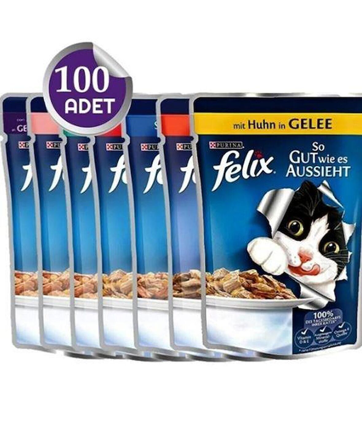 FELİX Kedi Konservesi Karışık X 100 Adet X 85 Gr