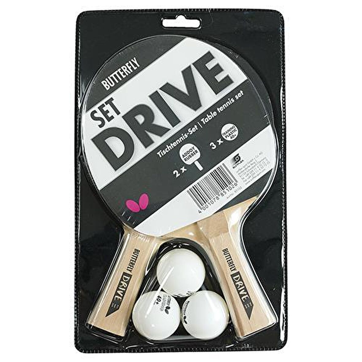 Butterfly 85102 Drive TT 2 Raket 3 Top Masa Tenisi Raket Set