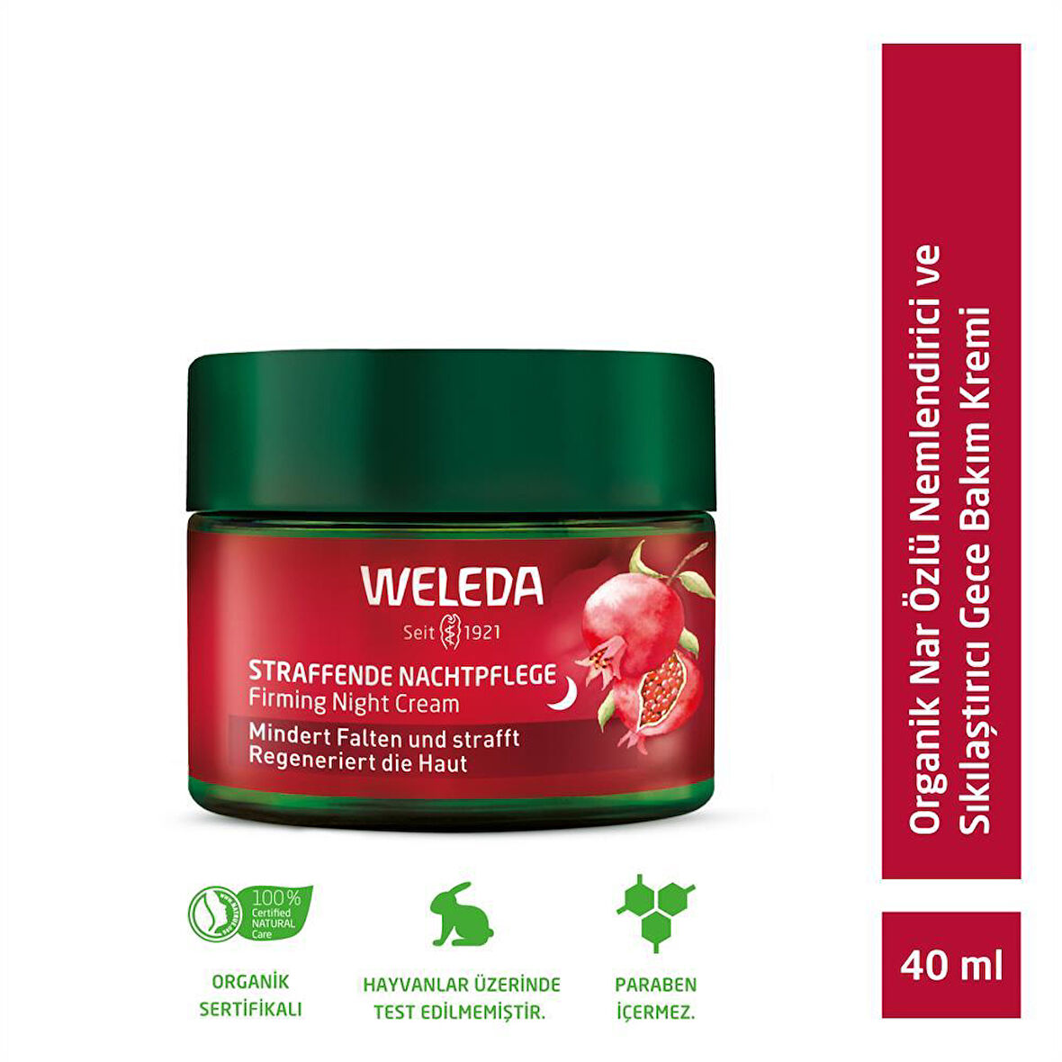 Weleda Pomegranate & Maca Peptides Organik Nar Özlü Nemlendirici ve Sıkılaştırıcı Gece Bakım Kremi 40ml 