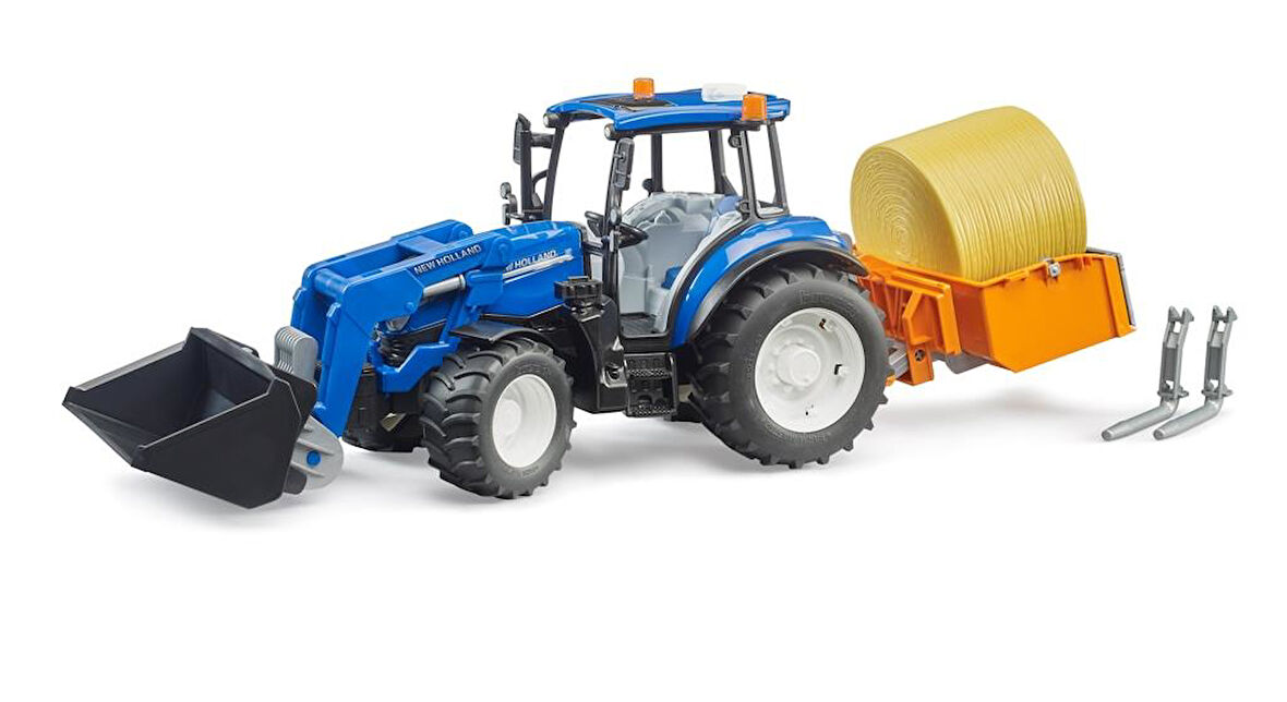 BRUDER NEW HOLLAND T5.120 ÖN YÜKLEYİCİ VE ATAŞMAN SETLİ TRAKTÖR BR02187