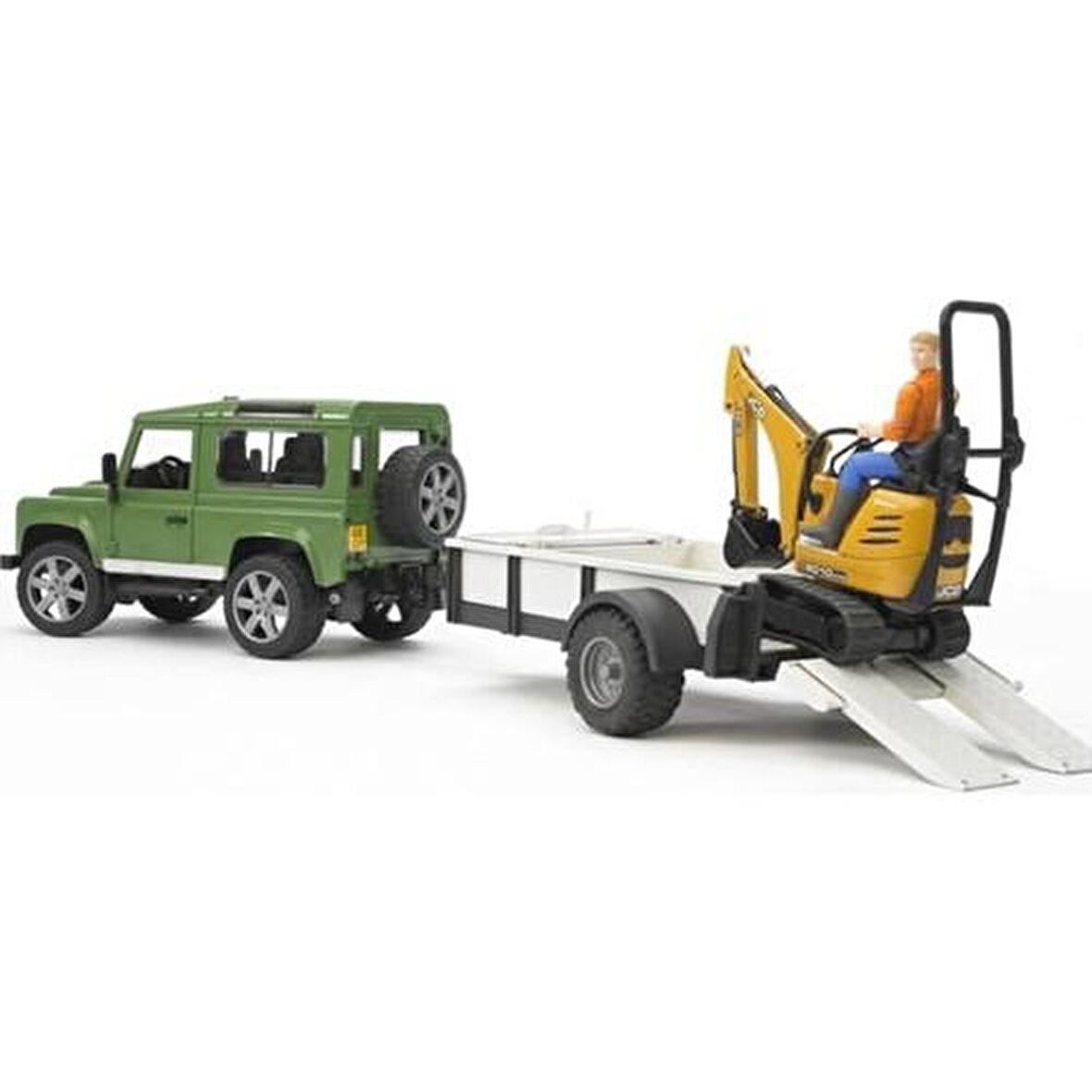 Bruder 02593 Land Rover Arazi Aracı & Jcb Mini Kazıcı Lisanslı Ürün