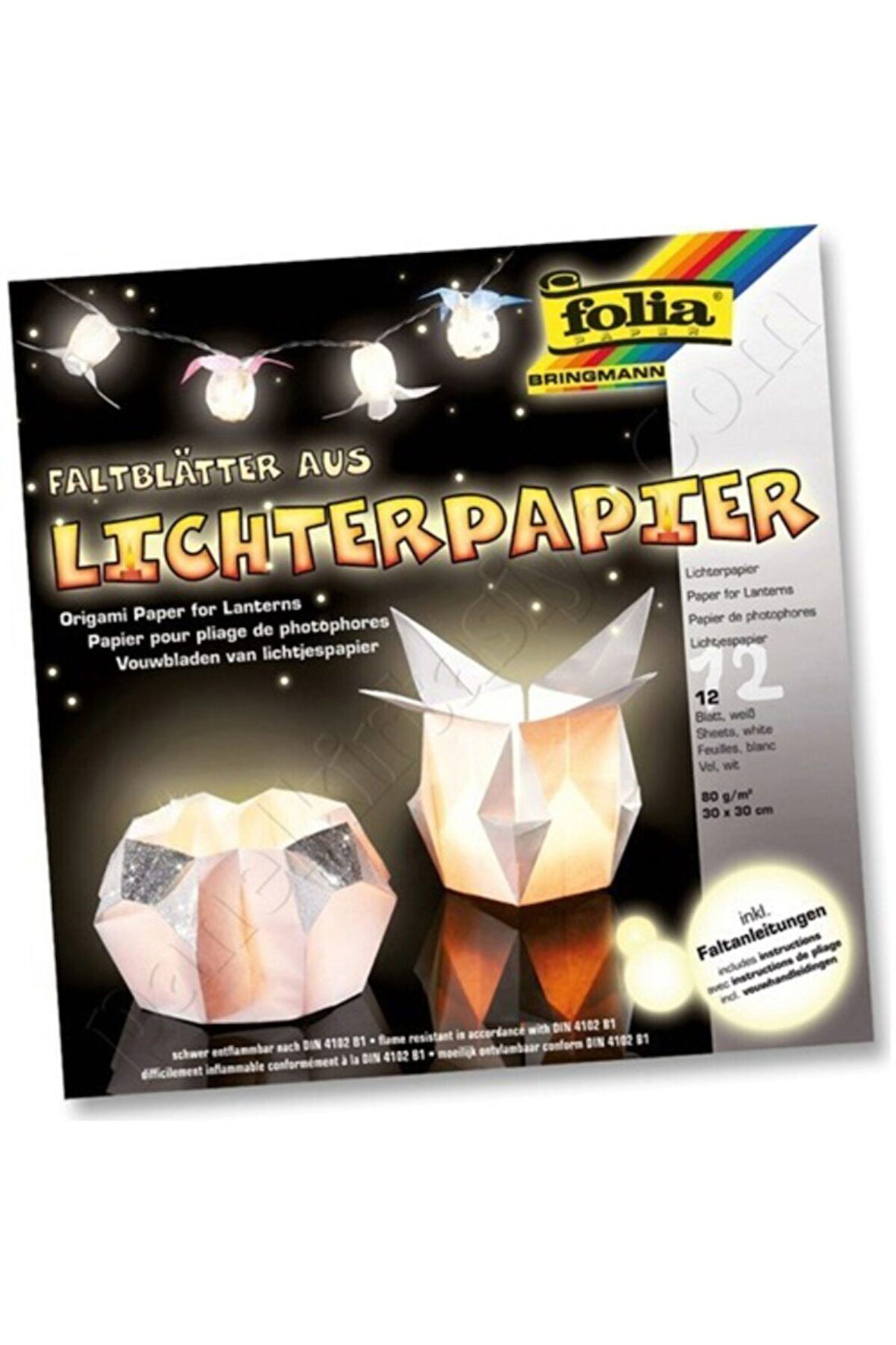 Origami Fener Kağıdı 30x30cm 80gsm Beyaz 12li