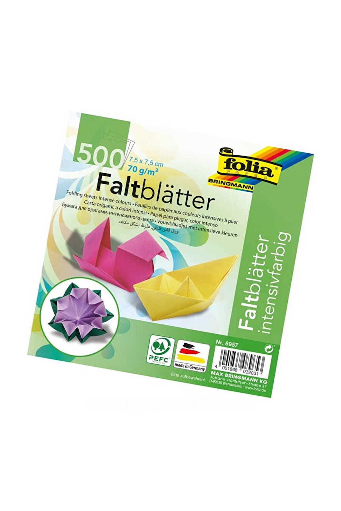 Origami Kağıdı 70gsm 7,5x7,5cm 10 Renk 500 Tabaka