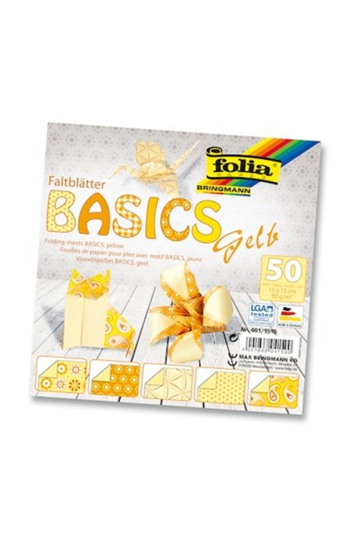 Origami Kağıdı Sarı 15x15cm 50 Sayfa 5 Desen