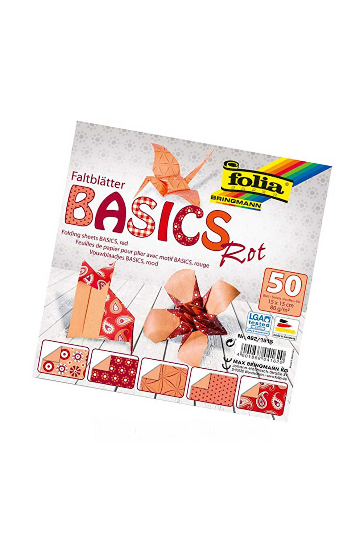 Origami Kağıt 15x15 Basic Kırmızı 50tabaka
