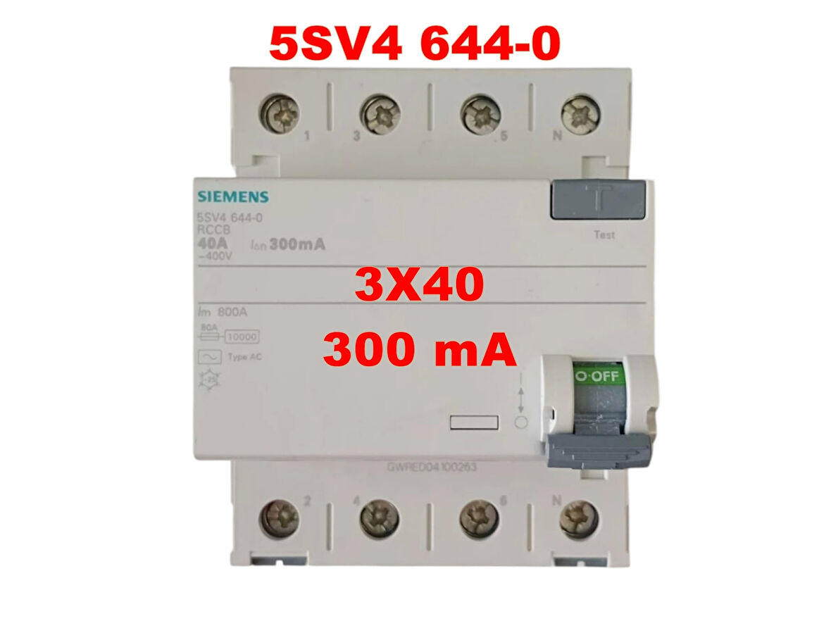 SİEMENS 3X40A 300 mA YANGIN KORUMA AKIM ROLESİ (YENİ KASA)