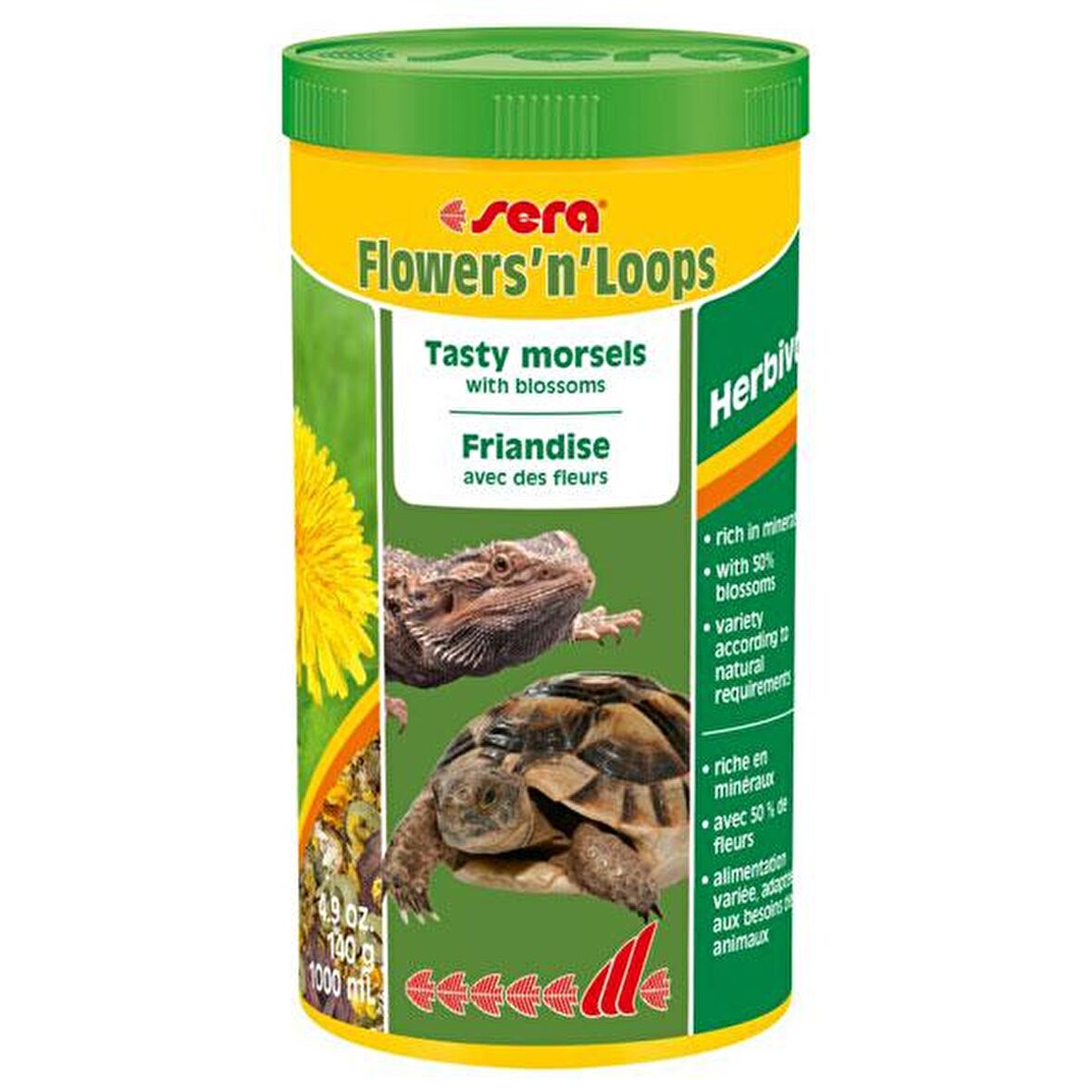 Sera Flowers N Loops Kurutulmuş Çiçekli Sürüngen Yemi 1000 ML