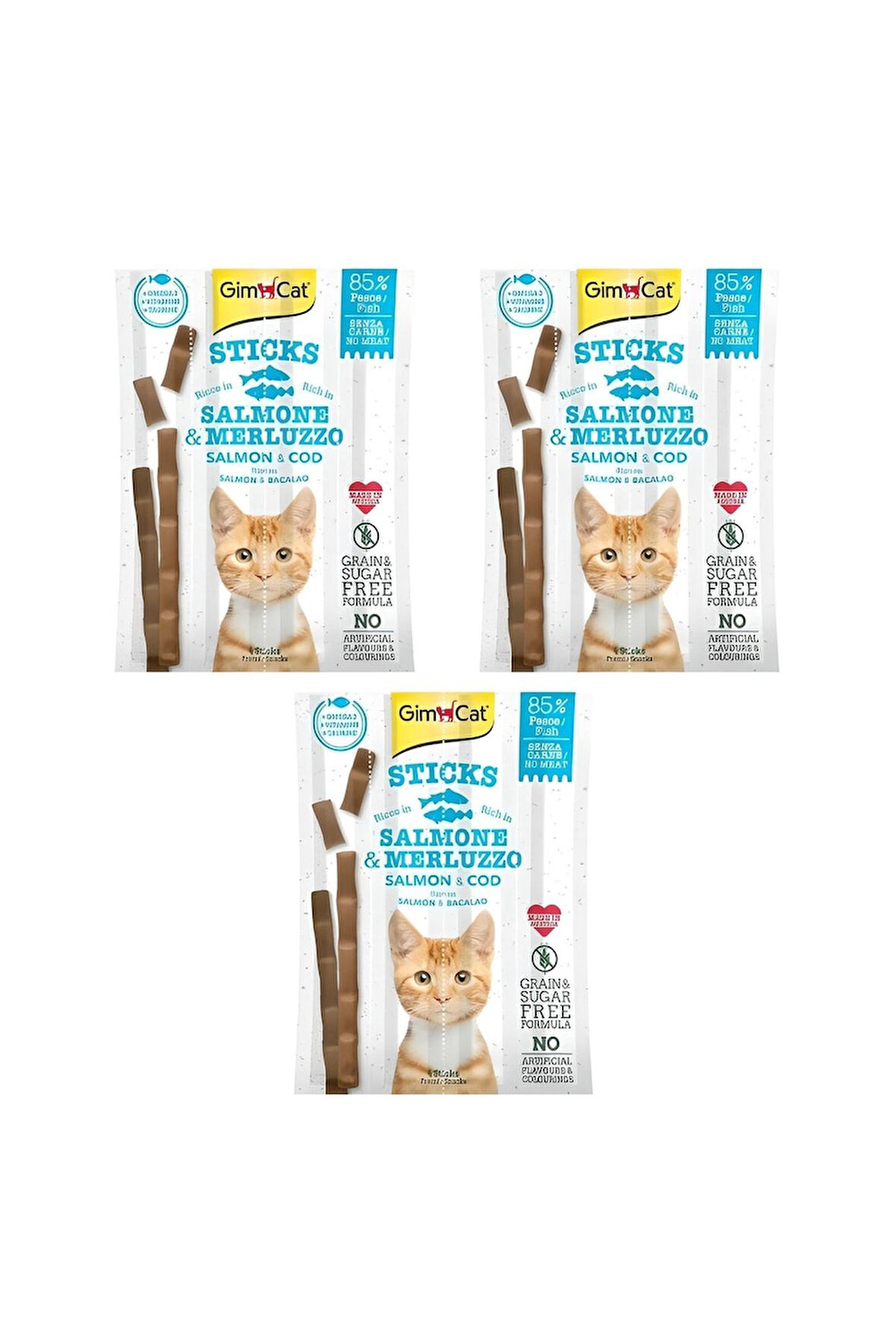 Sticks Somon & Atlantik Morina Tahılsız Ödül Çubukları 4'lü 20 Gr X 3 Adet