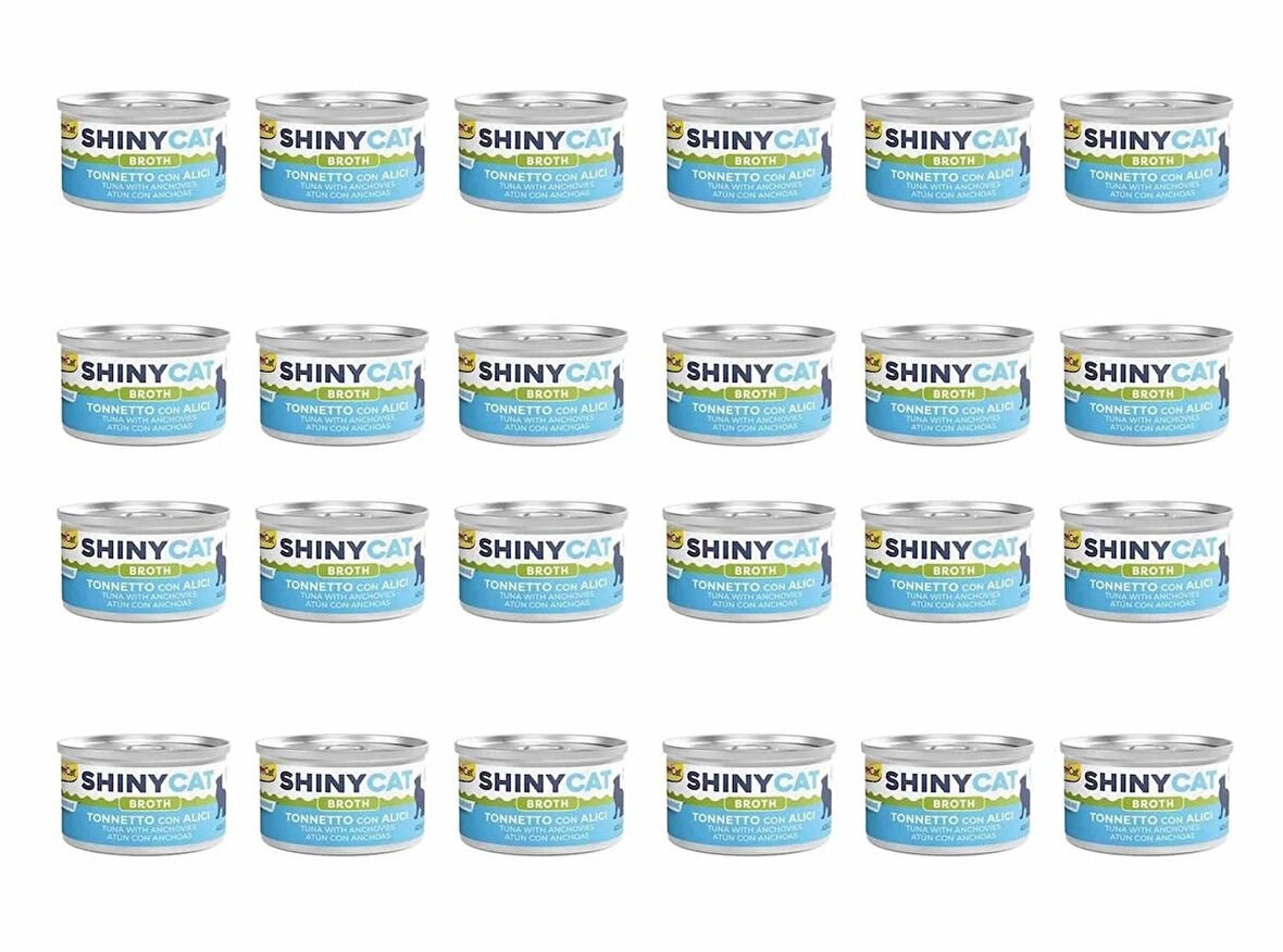 GimCat Shinycat Broth Ançüezli Ton Balıklı Konserve Kedi Maması 70 Gr (24 Adet)