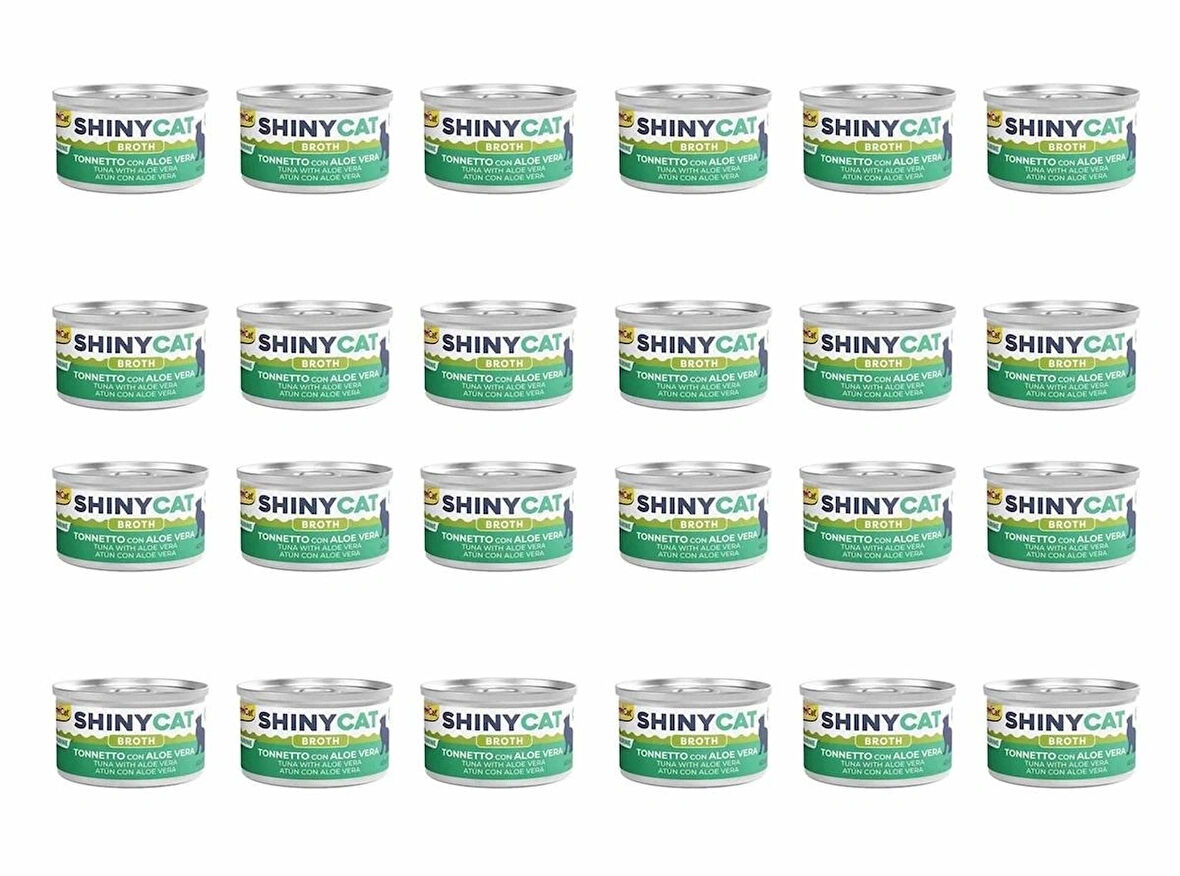 GimCat Shinycat Broth Aloe Veralı Ton Balıklı Konserve Kedi Maması 70 Gr (24 Adet)